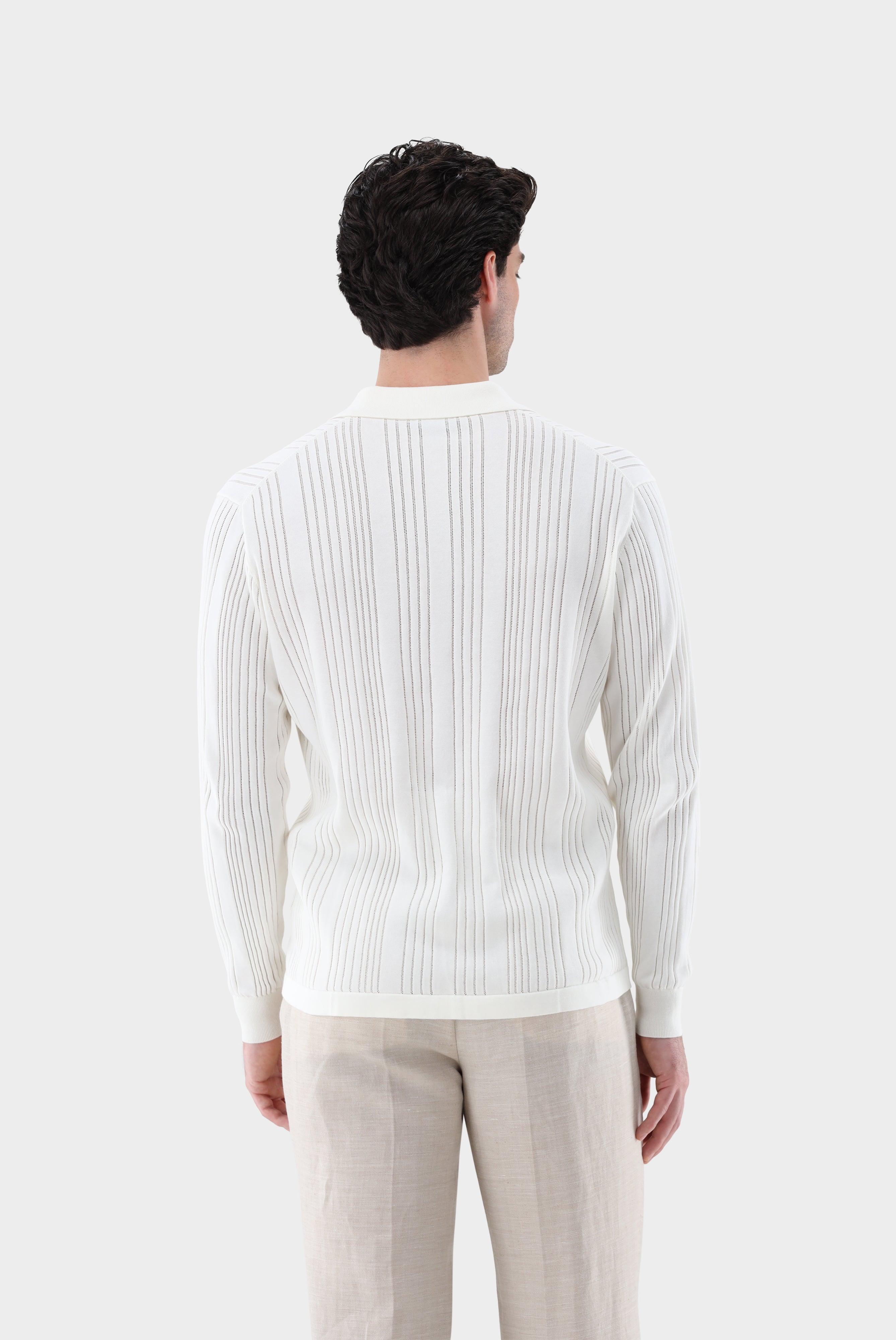Strickhemd | mit Streifen-Struktur aus Air Cotton