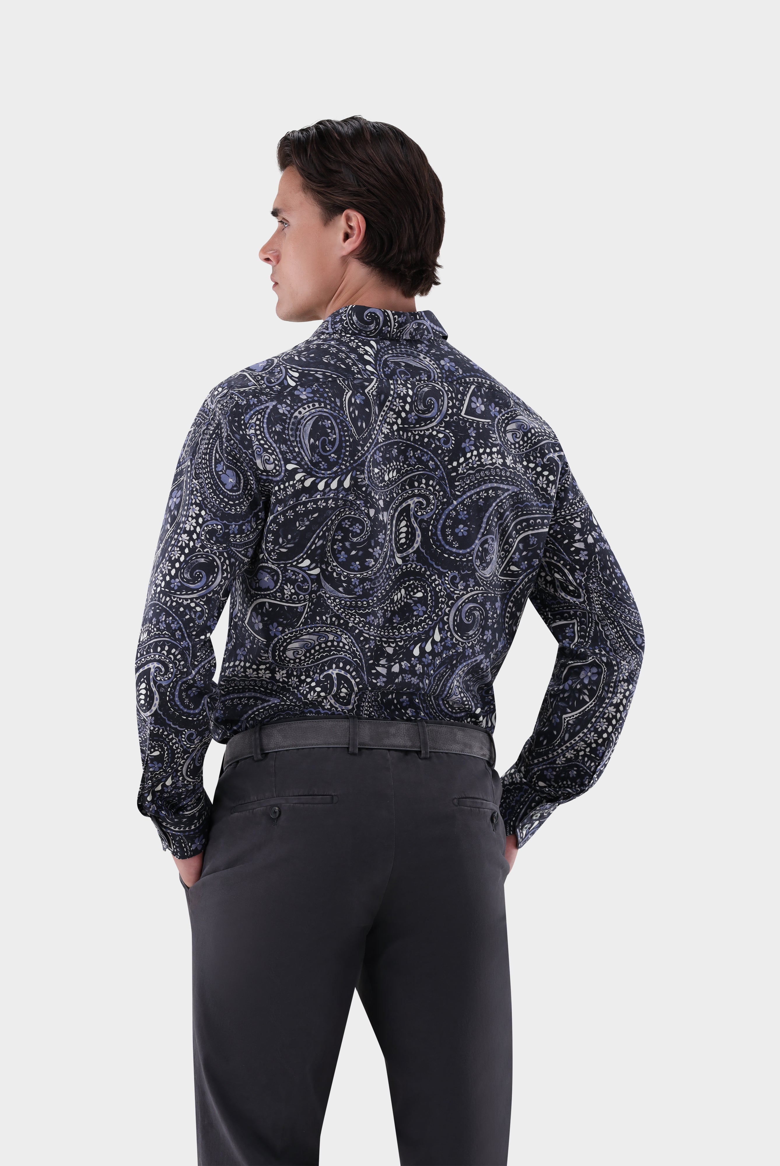 Popeline Hemd | mit Paisley Druck Tailor Fit