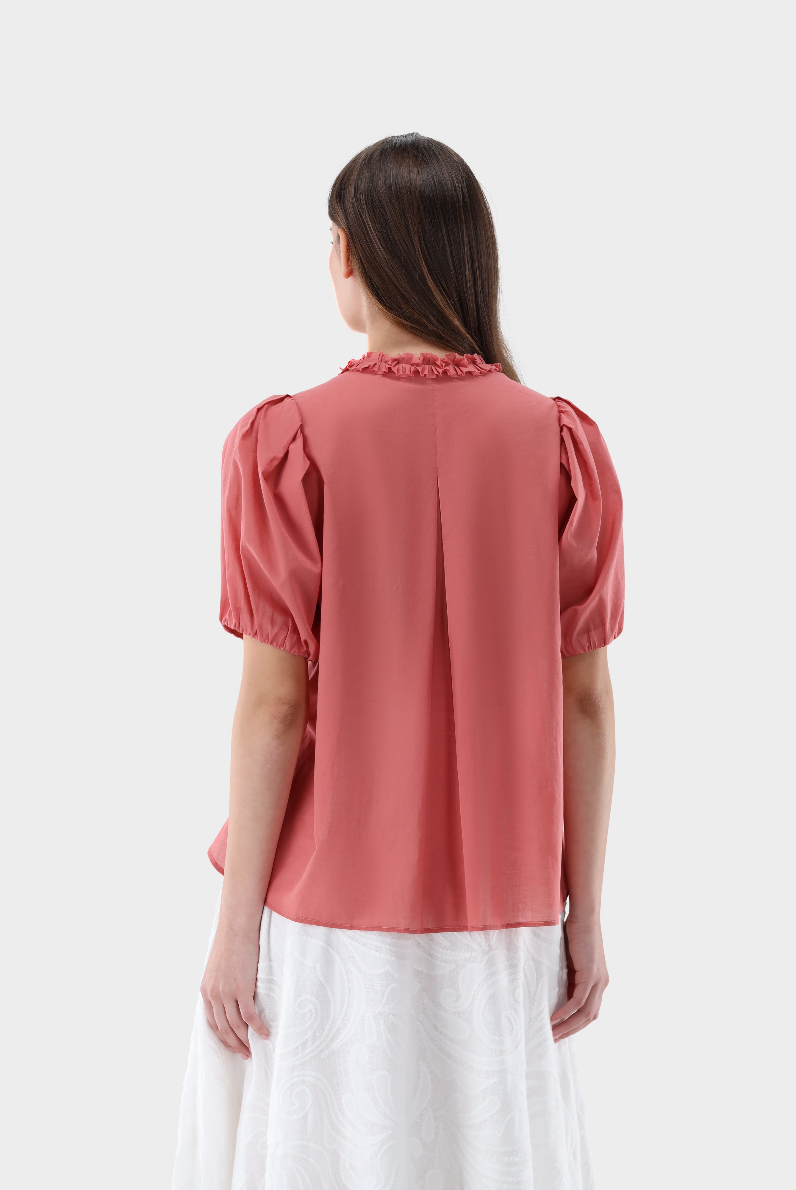 Kurzarm Bluse | mit Rüschen-Hemden & Blusen-Van Laack-OUTLET-ARCHIVIST-ARCHIVE-SALE