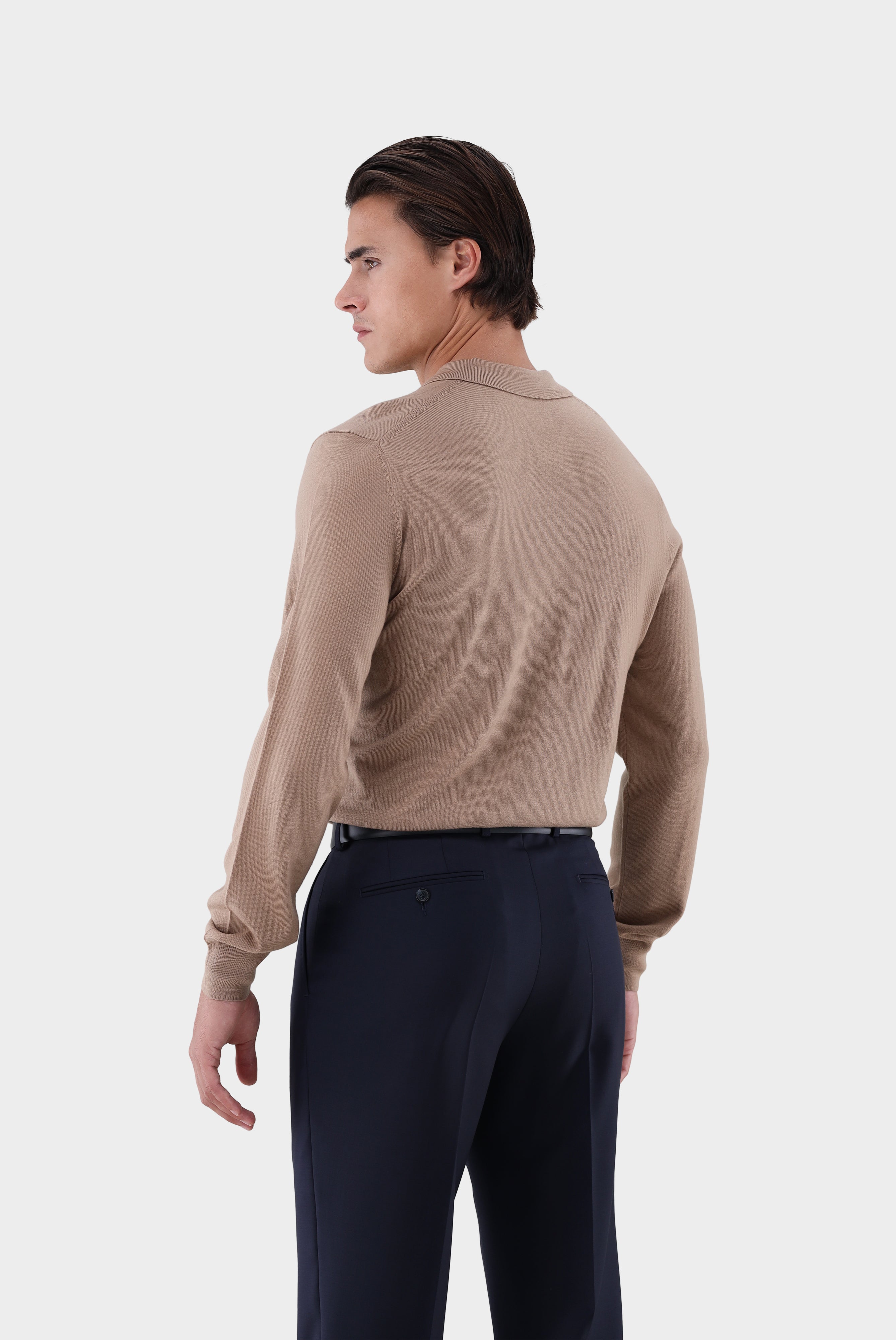 Van Laack-Langarm Poloshirt mit Reißverschluss aus merzerisierte Wolle-Strick & Pullover-Black-Deal-Outlet-by-ARCHIVIST