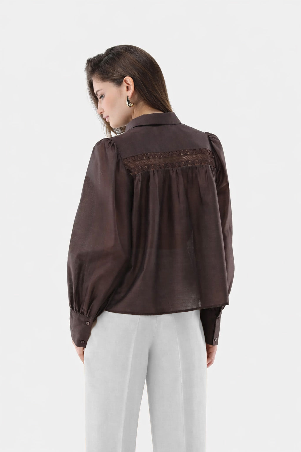 Hemdbluse | mit Spitzeneinsätzen
