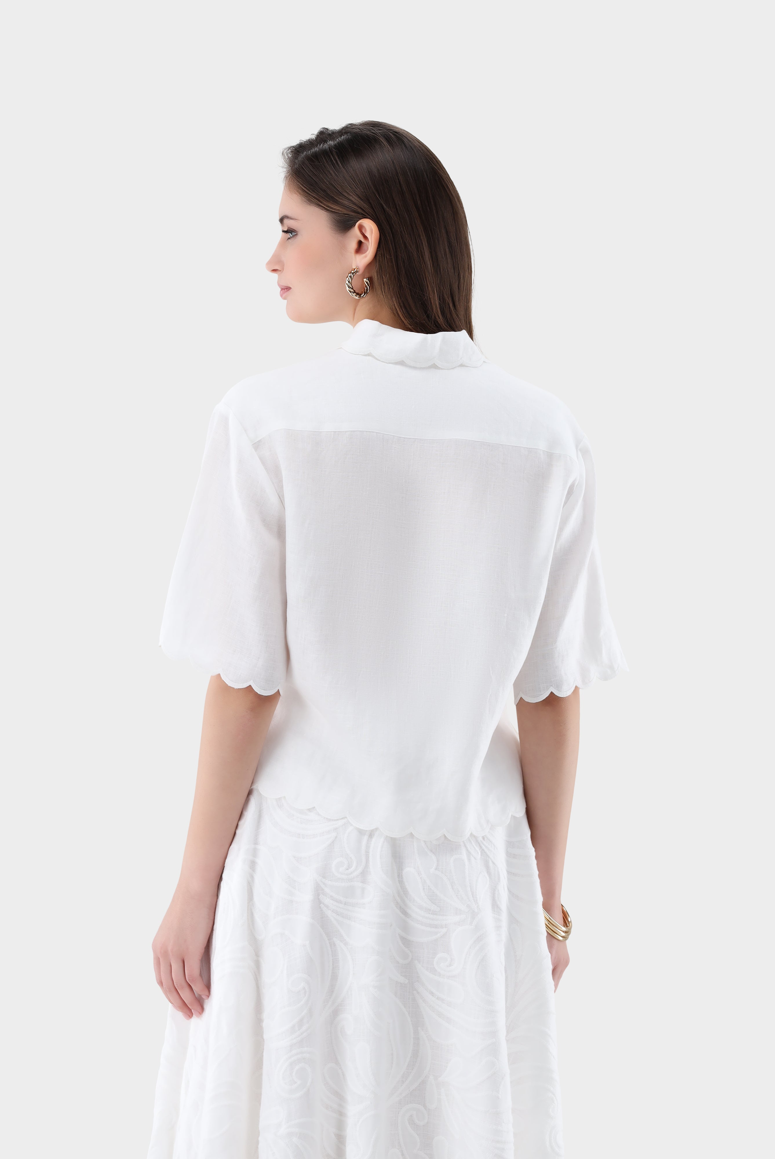 Leinen-Hemdbluse | mit Palmen-Lochstickerei-Hemden & Blusen-Van Laack-OUTLET-ARCHIVIST-ARCHIVE-SALE