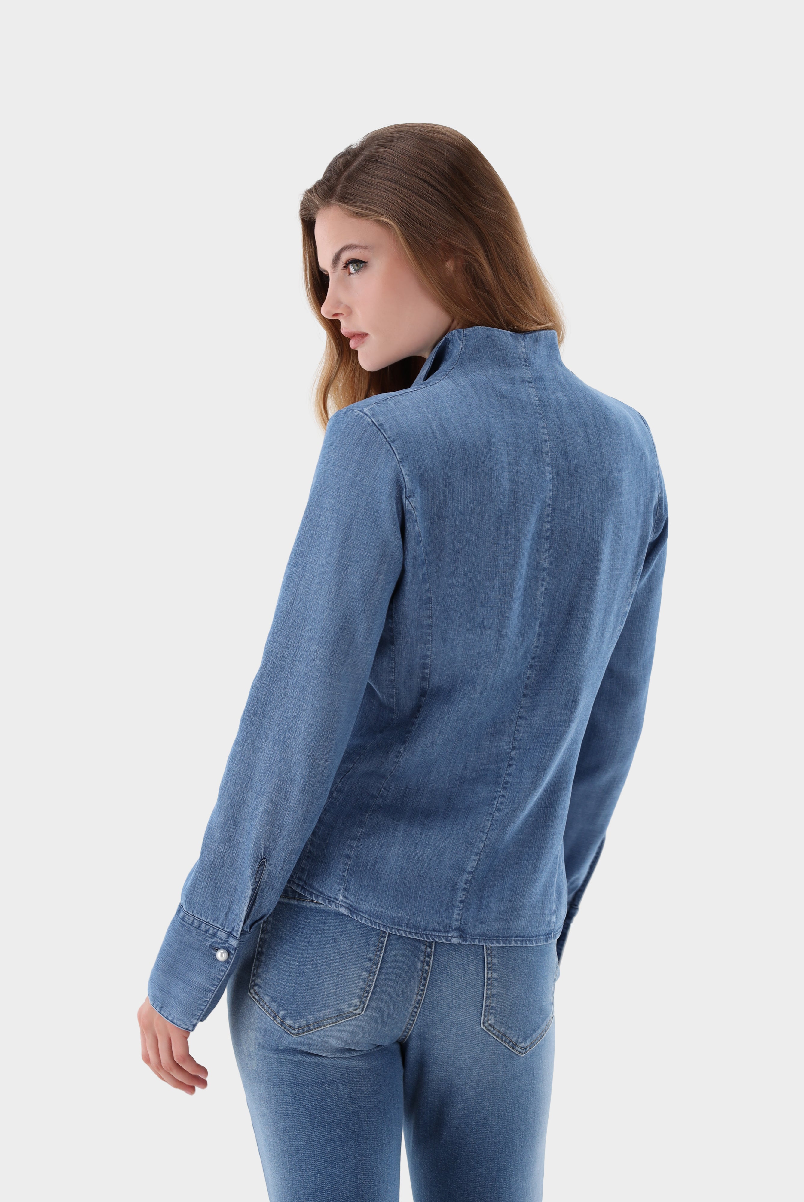Kelchkragenbluse | aus Jeans Stoff