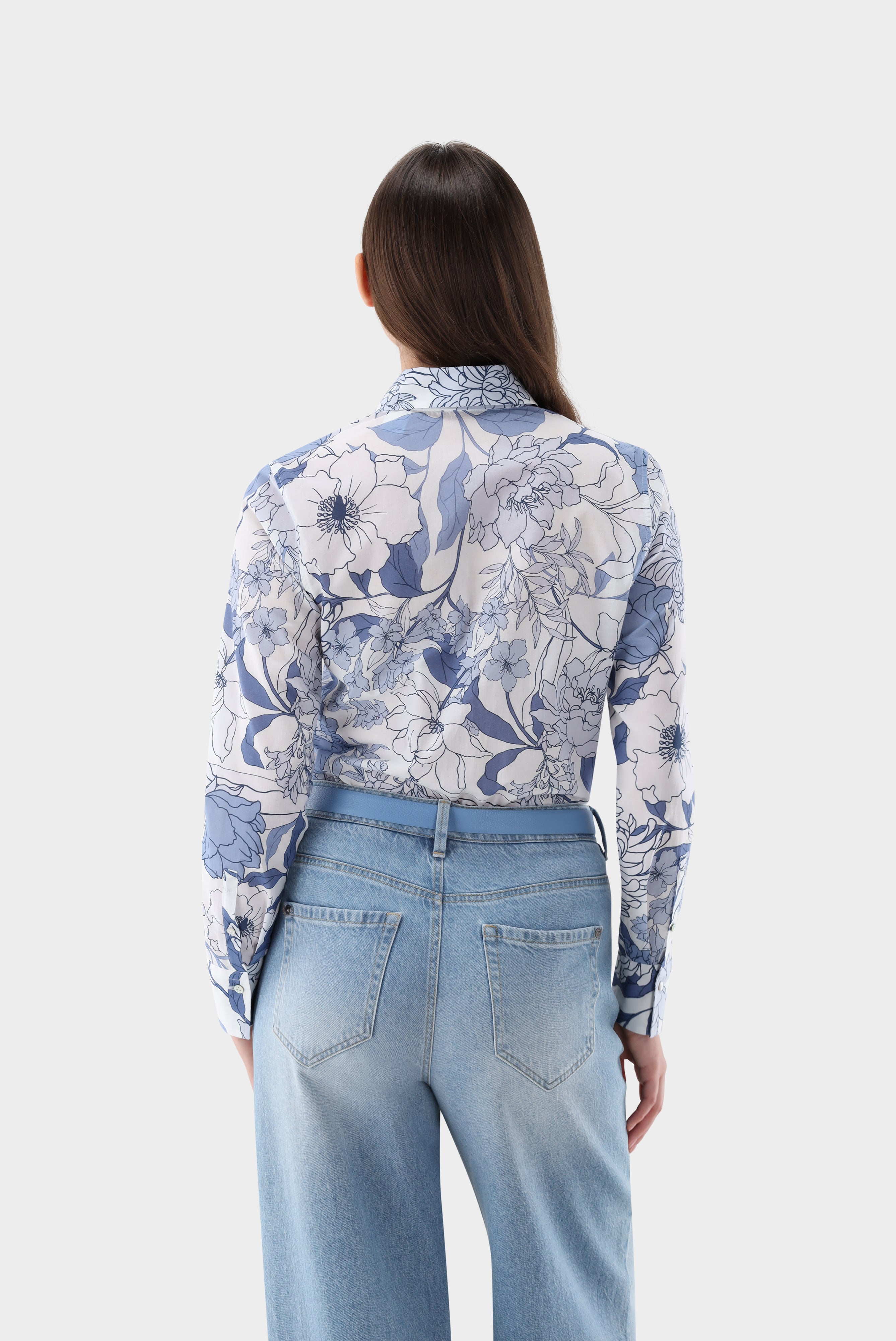 Hemdbluse | mit Blumen-Druck