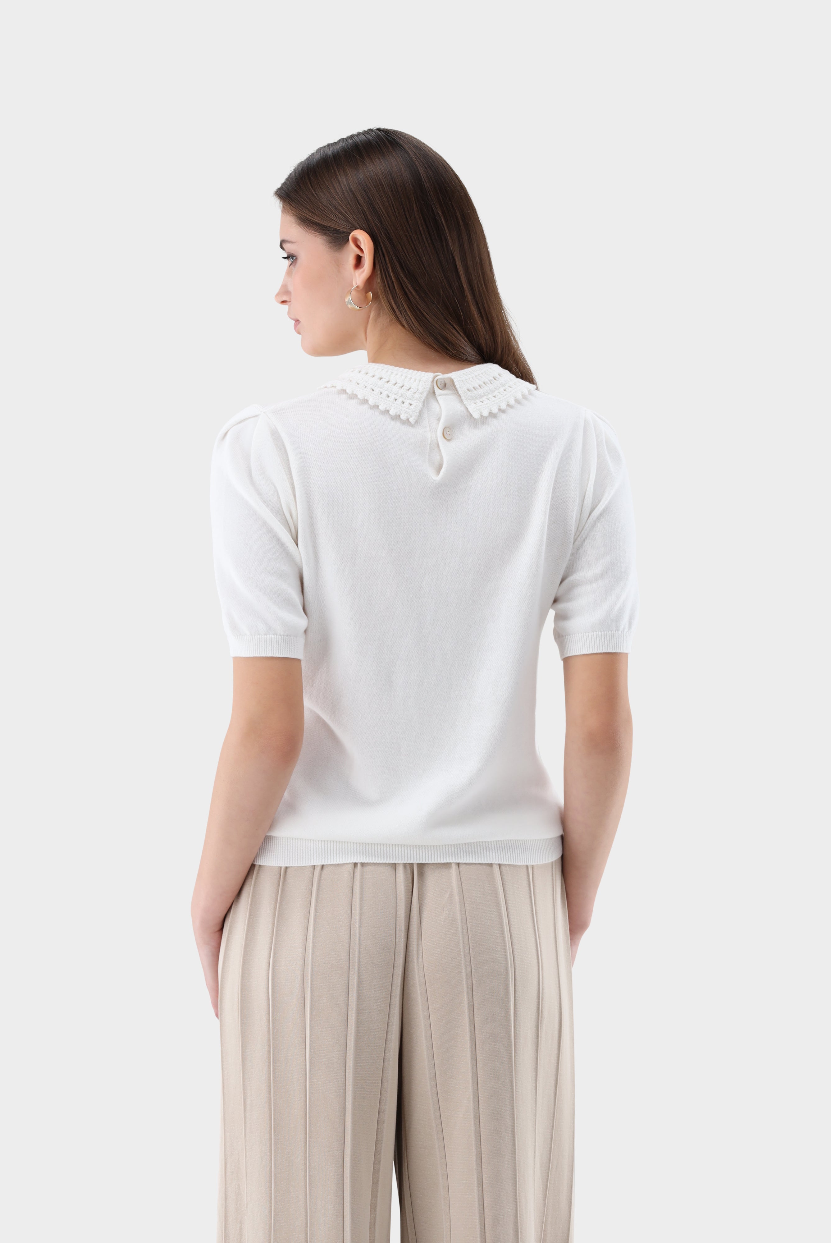 Strick Poloshirt | mit Häkel-Kragen