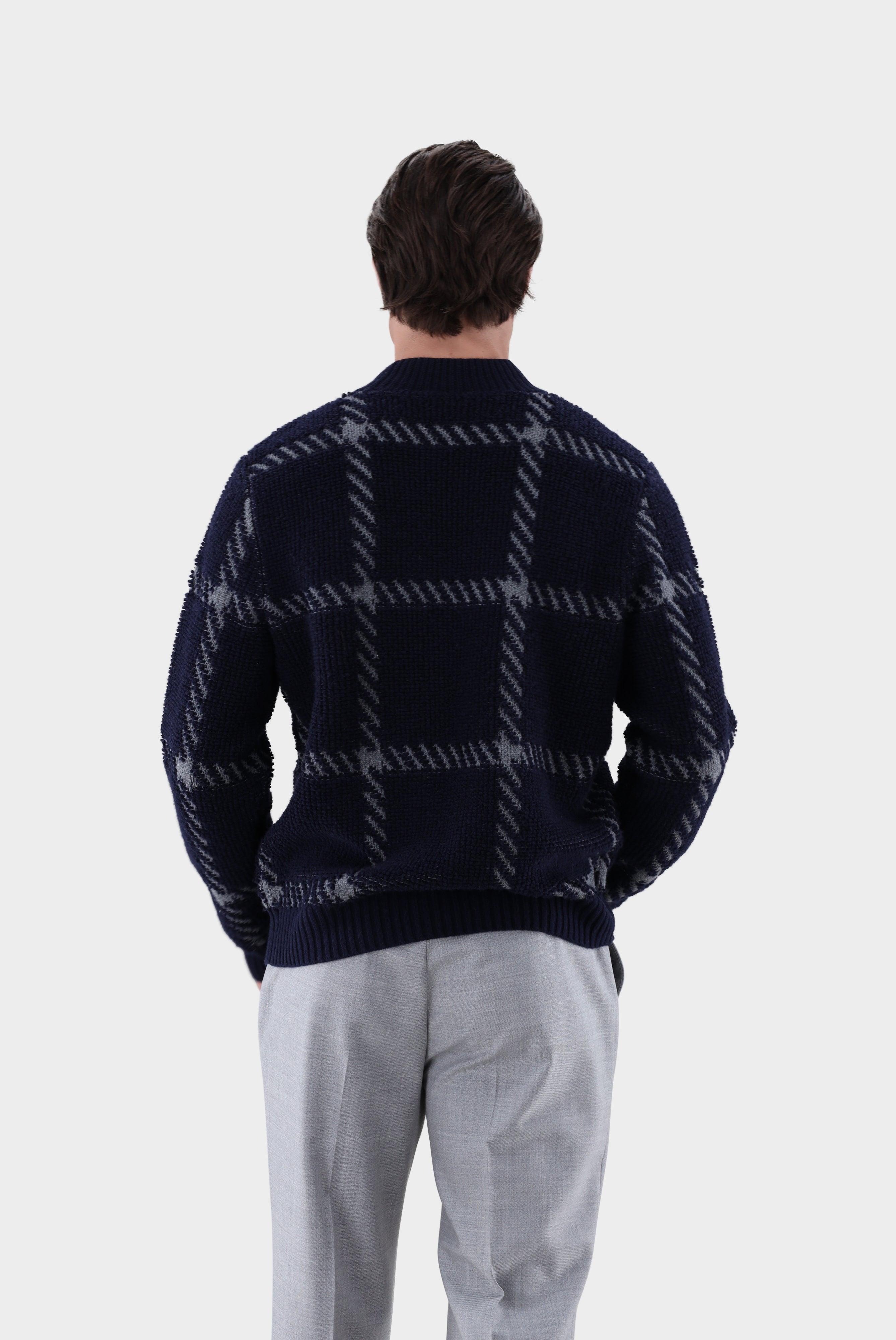 Stehkragenpullover | mit Jacquard-Karomuster-Strick & Pullover-Van Laack-OUTLET-ARCHIVIST-ARCHIVE-SALE