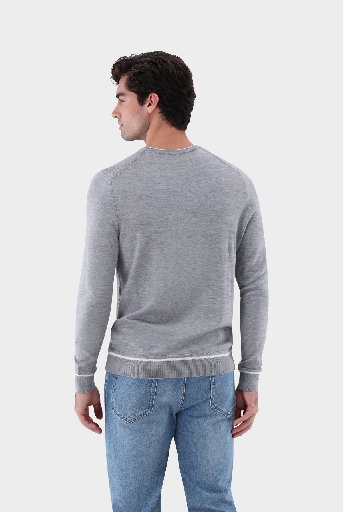 Rundhalspullover | aus merzerisierter Merinowolle mit Farbdetail-Strick & Pullover-Van Laack-OUTLET-ARCHIVIST-ARCHIVE-SALE