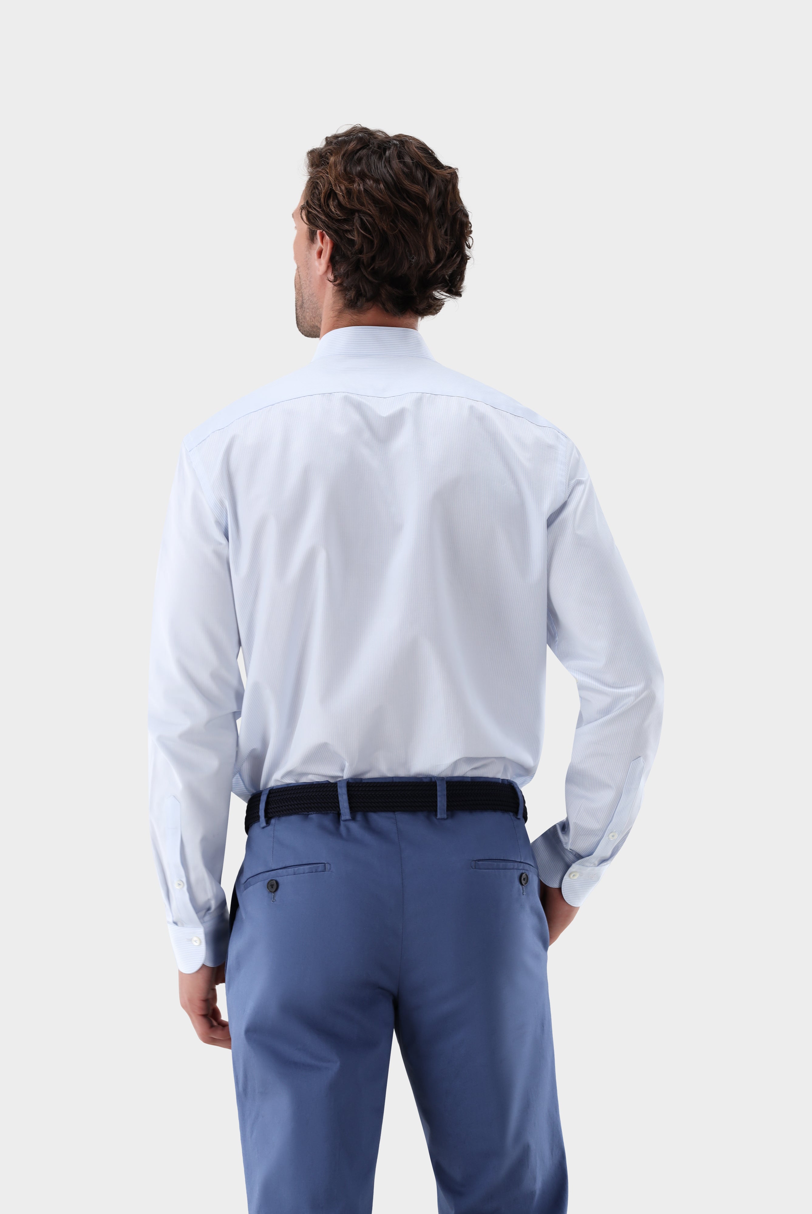 Stehkragenhemd | mit V-Auschnitt aus Twill