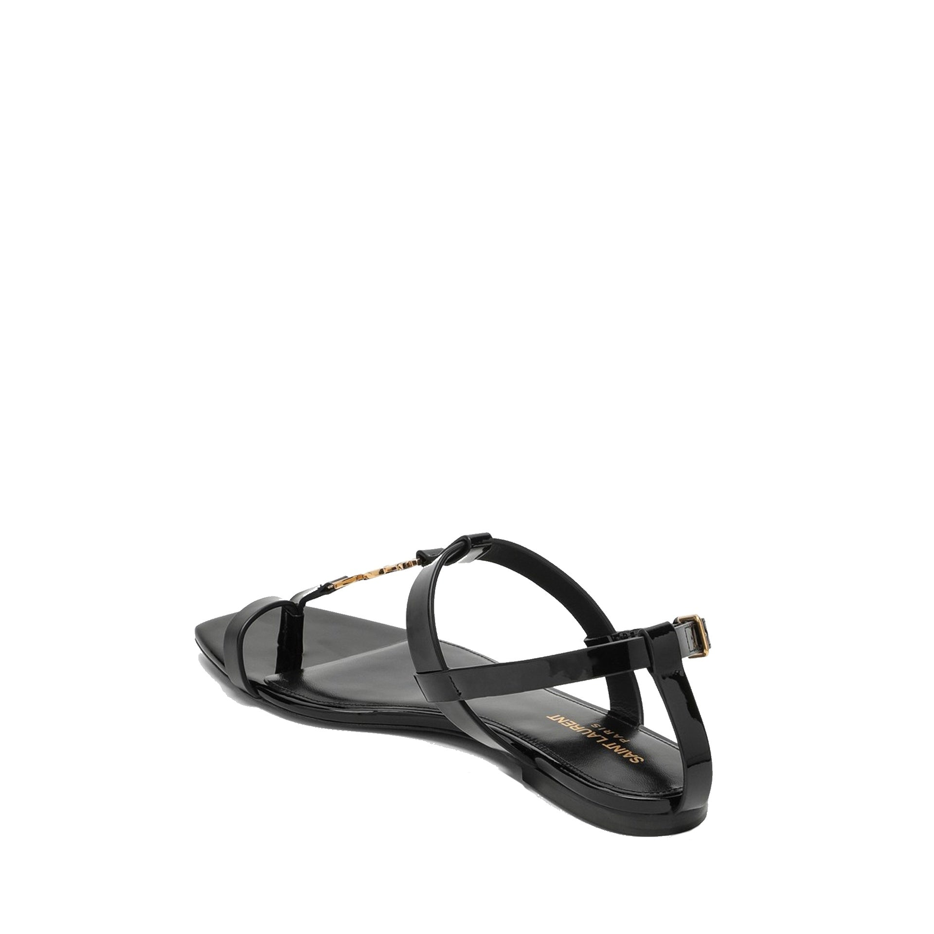 Saint Laurent Cassandre Leather Flat Sandals