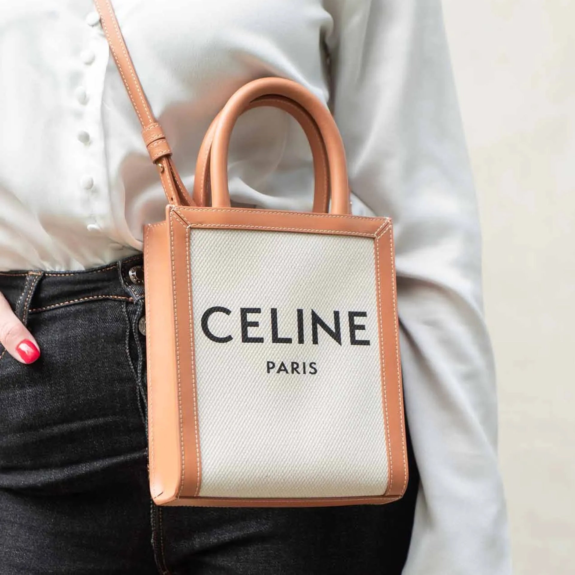 Celine Mini Cabas Logo ShouLder Bag