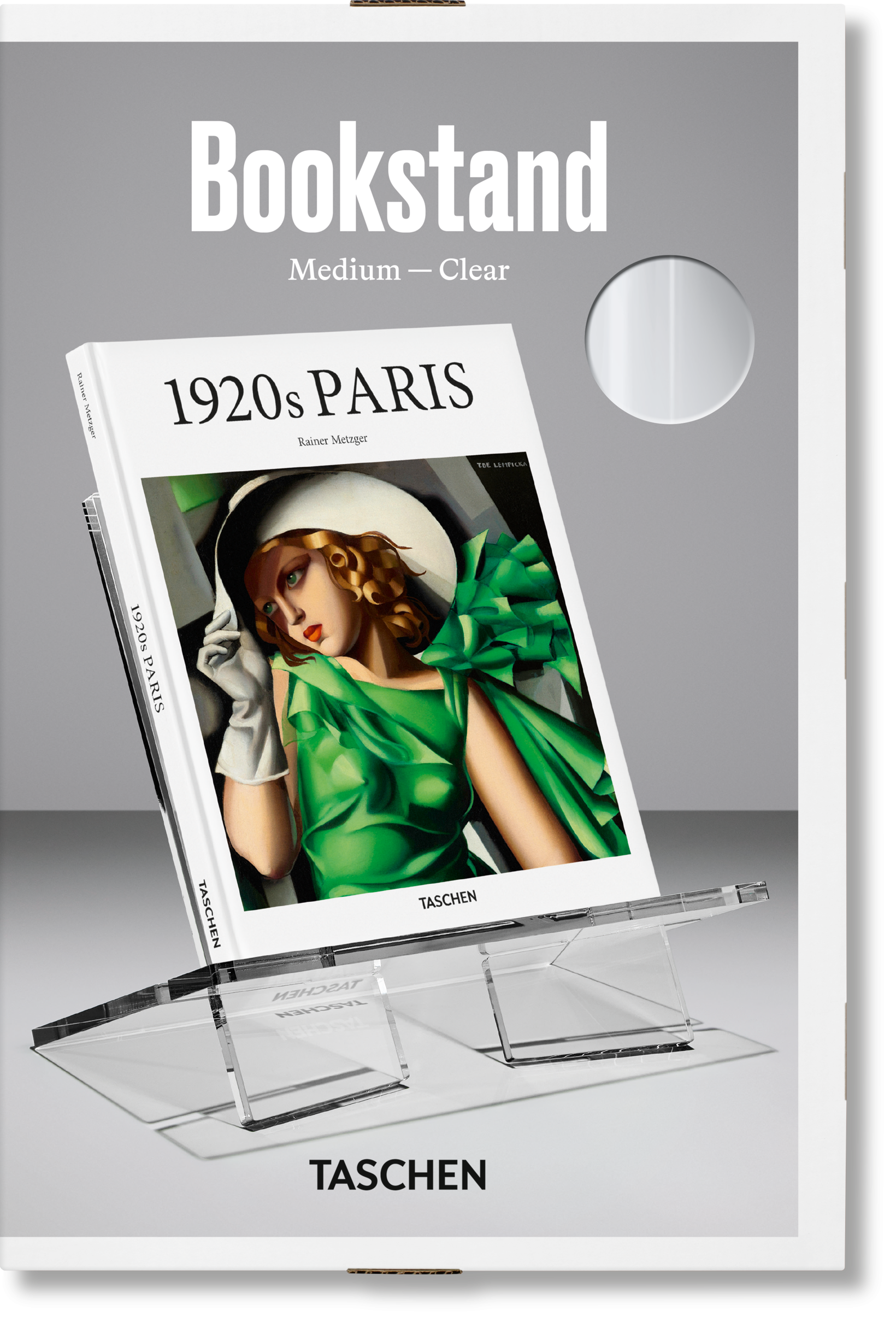 Taschen-Bookstand. Medium. Clear-Art-Black-Deal-Outlet-by-ARCHIVIST