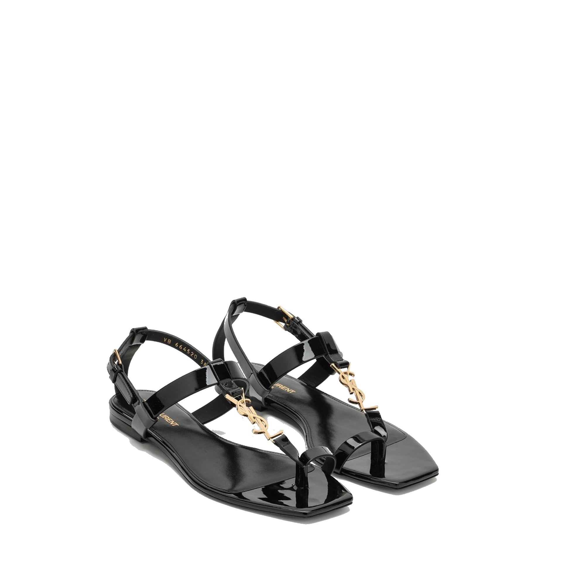 Saint Laurent Cassandre Leather Flat Sandals