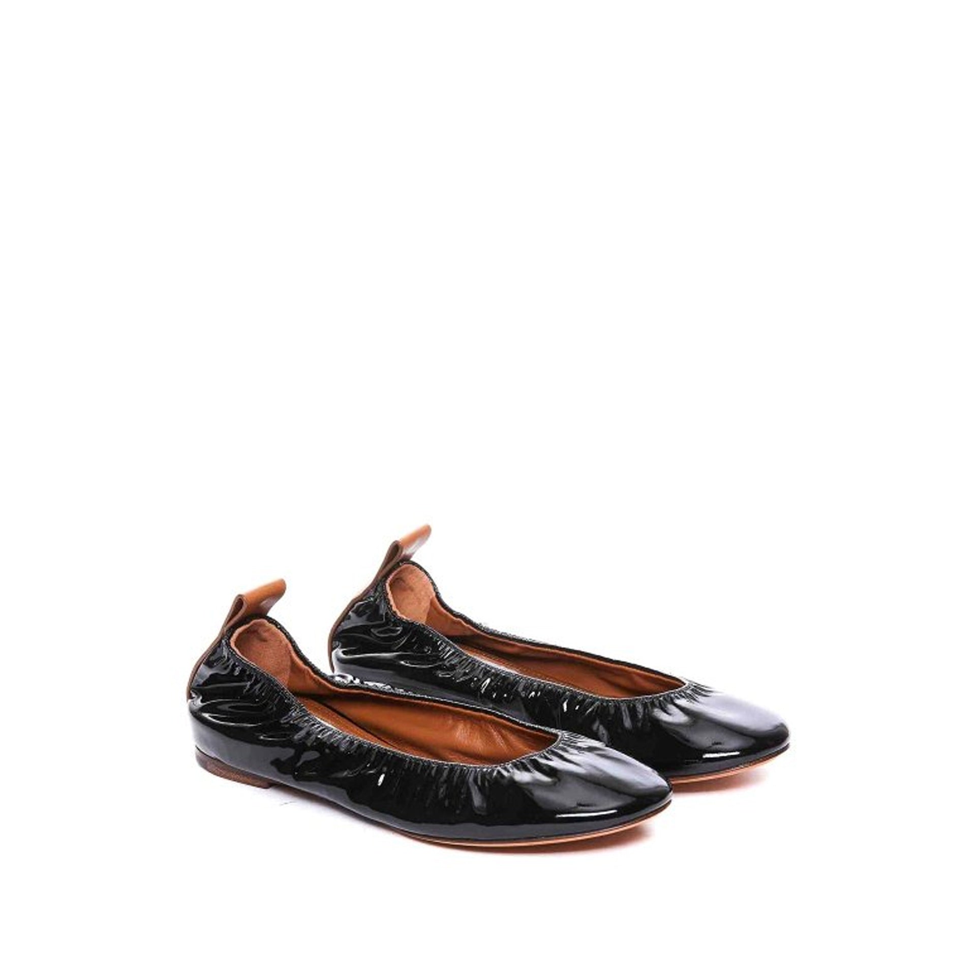 Lanvin-Lanvin Leather Ballerina Flats-WOMEN SHOES-Black-Deal-Outlet-by-ARCHIVIST