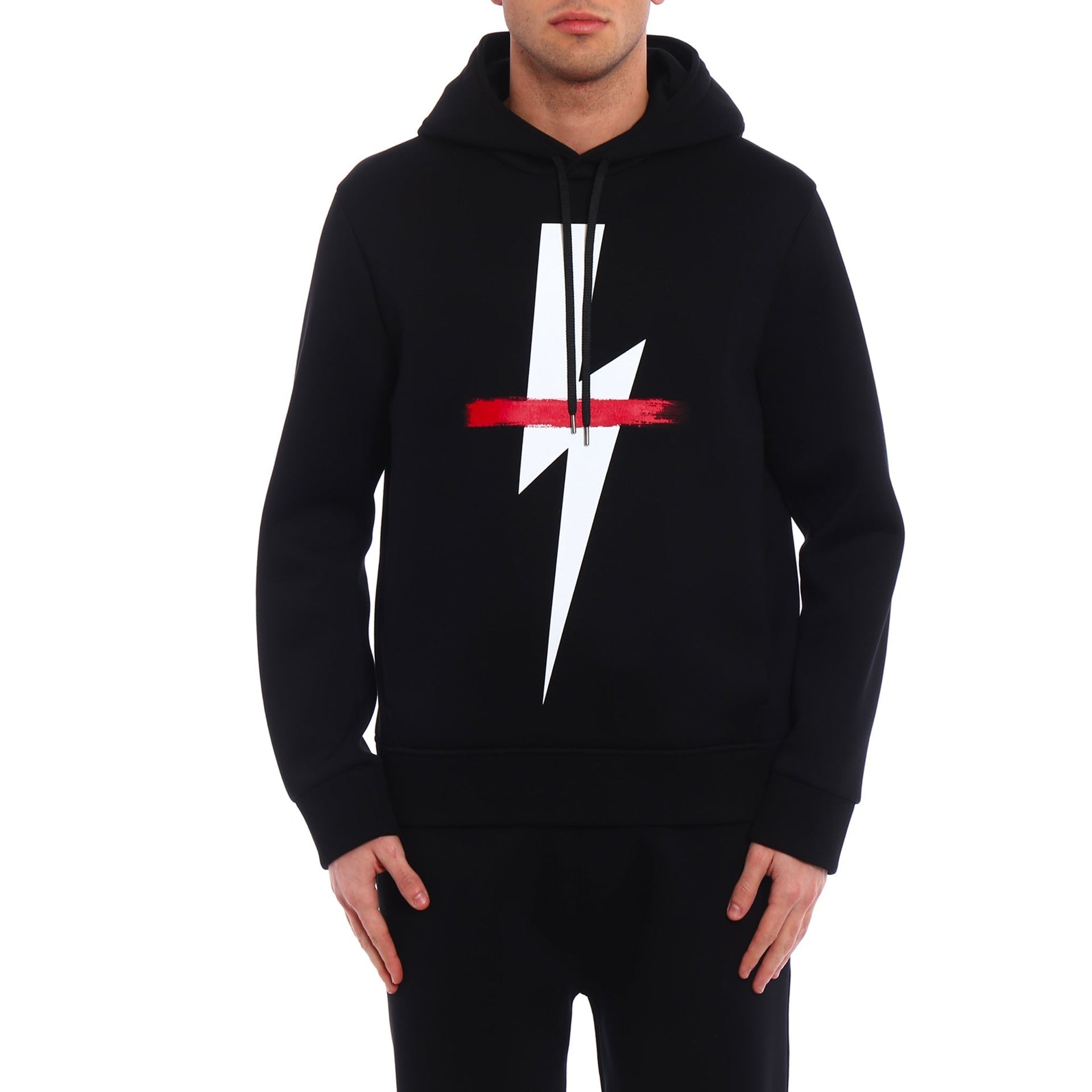 Neil Barrett-Neil Barrett Logo Hooded Sweatshirt-MEN CLOTHING-Black-Deal-Outlet-by-ARCHIVIST
