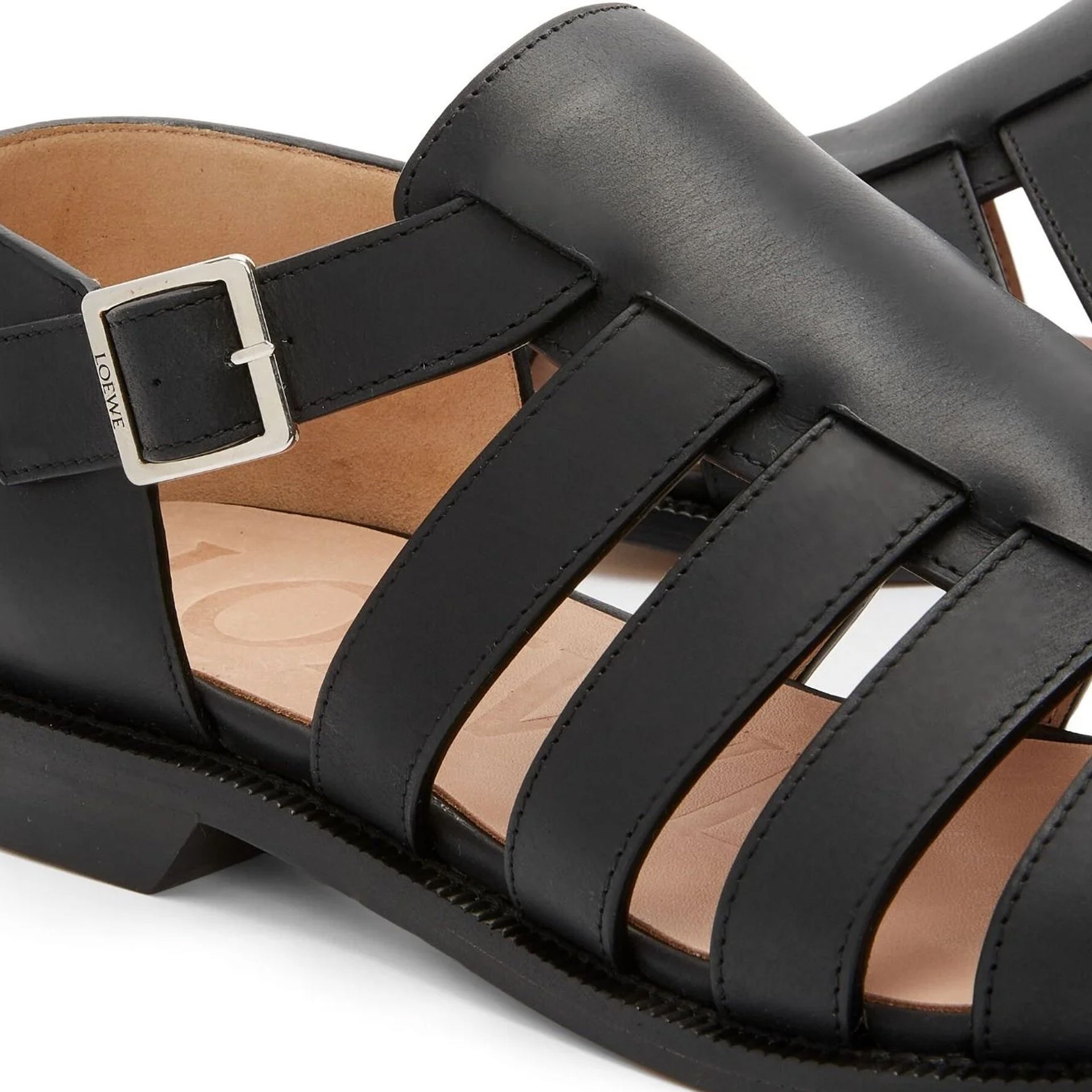 Loewe-Loewe Campo Leather Sandals-MEN SHOES-Black-Deal-Outlet-by-ARCHIVIST