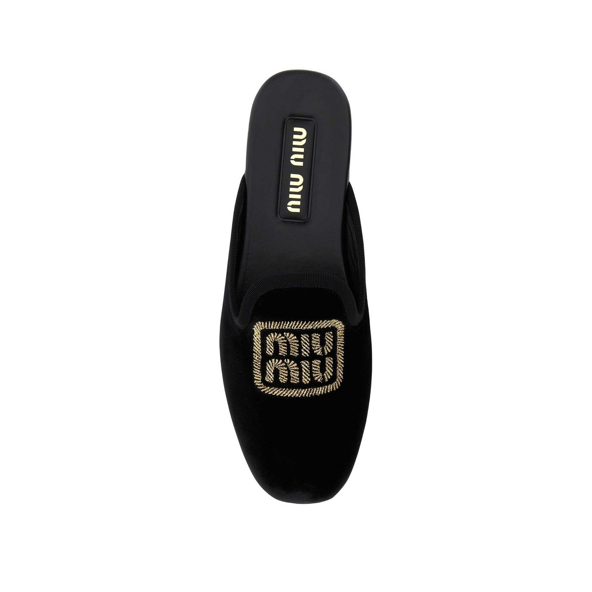 Miu Miu Logo Embroidered Slip-On Mules