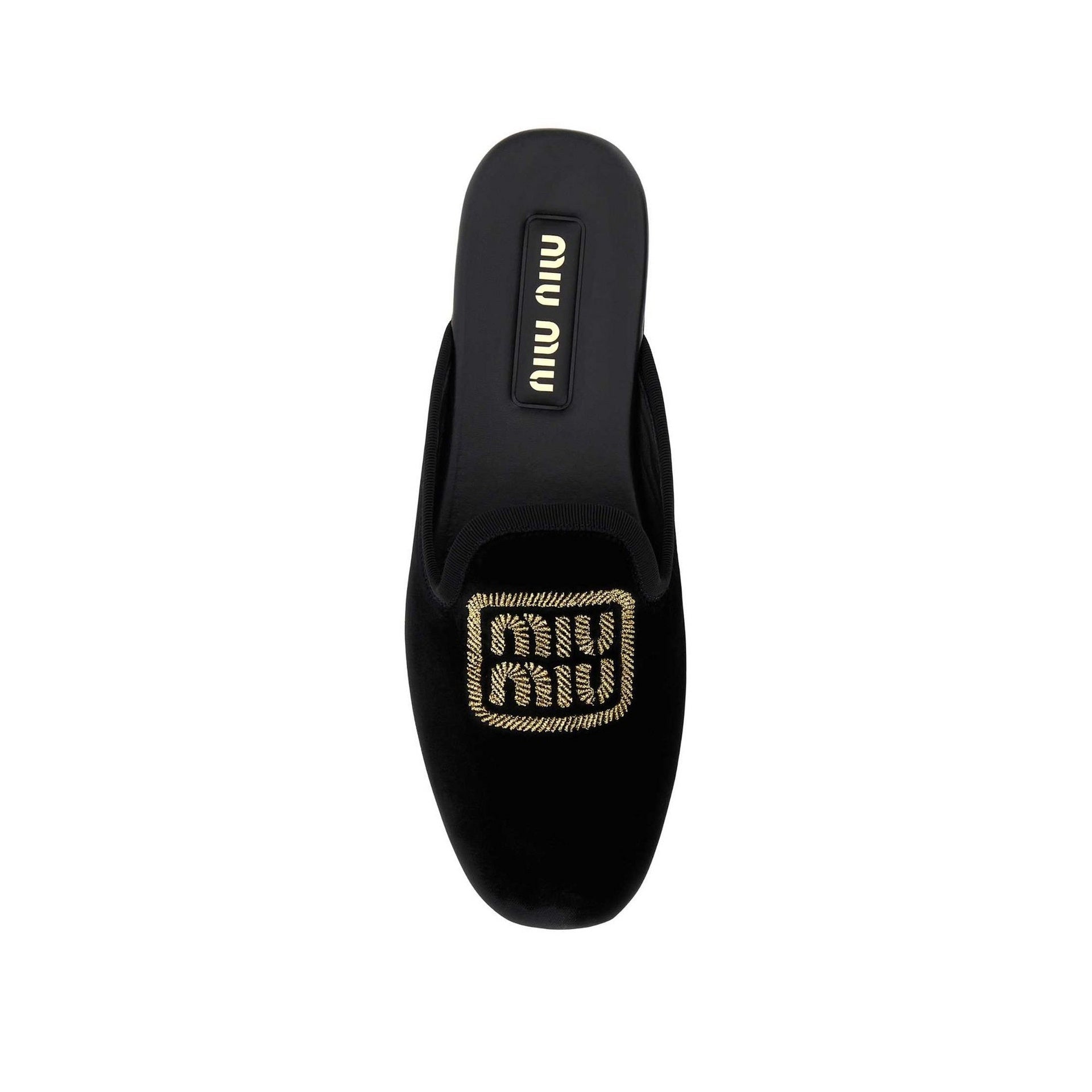 Miu Miu-Miu Miu Logo Embroidered Slip-On Mules-WOMEN SHOES-Black-Deal-Outlet-by-ARCHIVIST