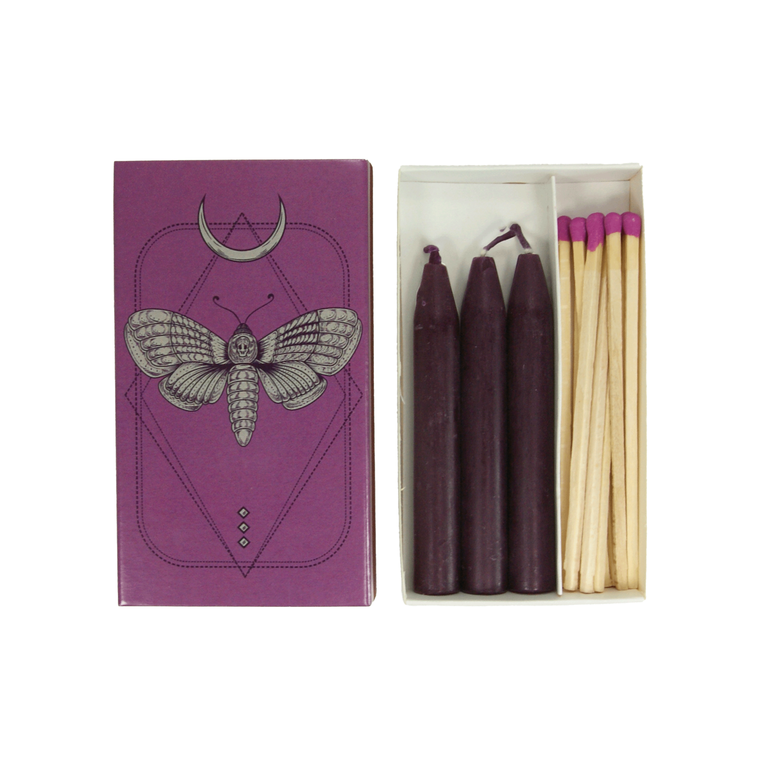 Verdancia-Ritual-Set „La Falena – Führerin der Nacht“ – Kerzen & lange Streichhölzer in Lila-Streichhölzer-Black-Deal-Outlet-by-ARCHIVIST