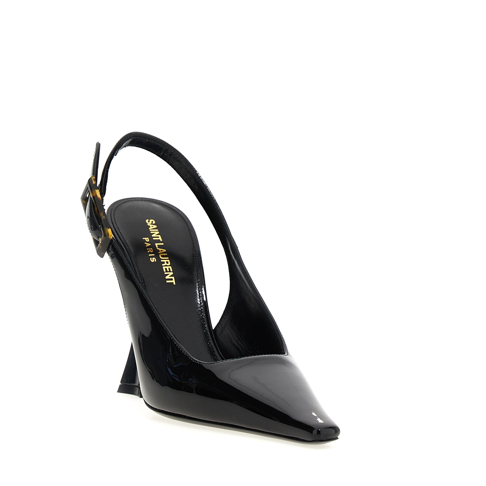 Saint Laurent-Saint Laurent 'Dune' Leather Slingback Pumps-WOMEN SHOES-Black-Deal-Outlet-by-ARCHIVIST