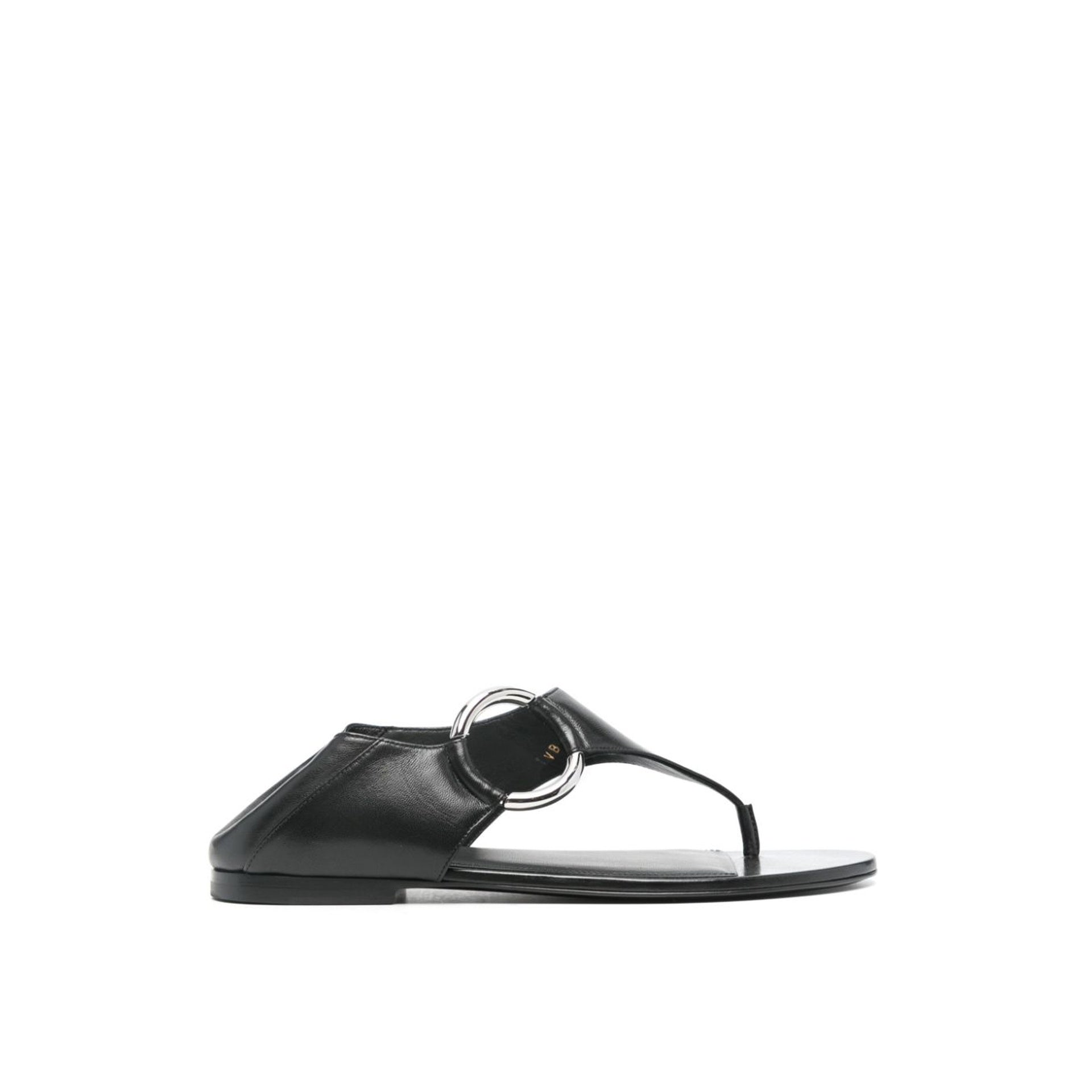 Saint Laurent Ring Leather Flat Sandals