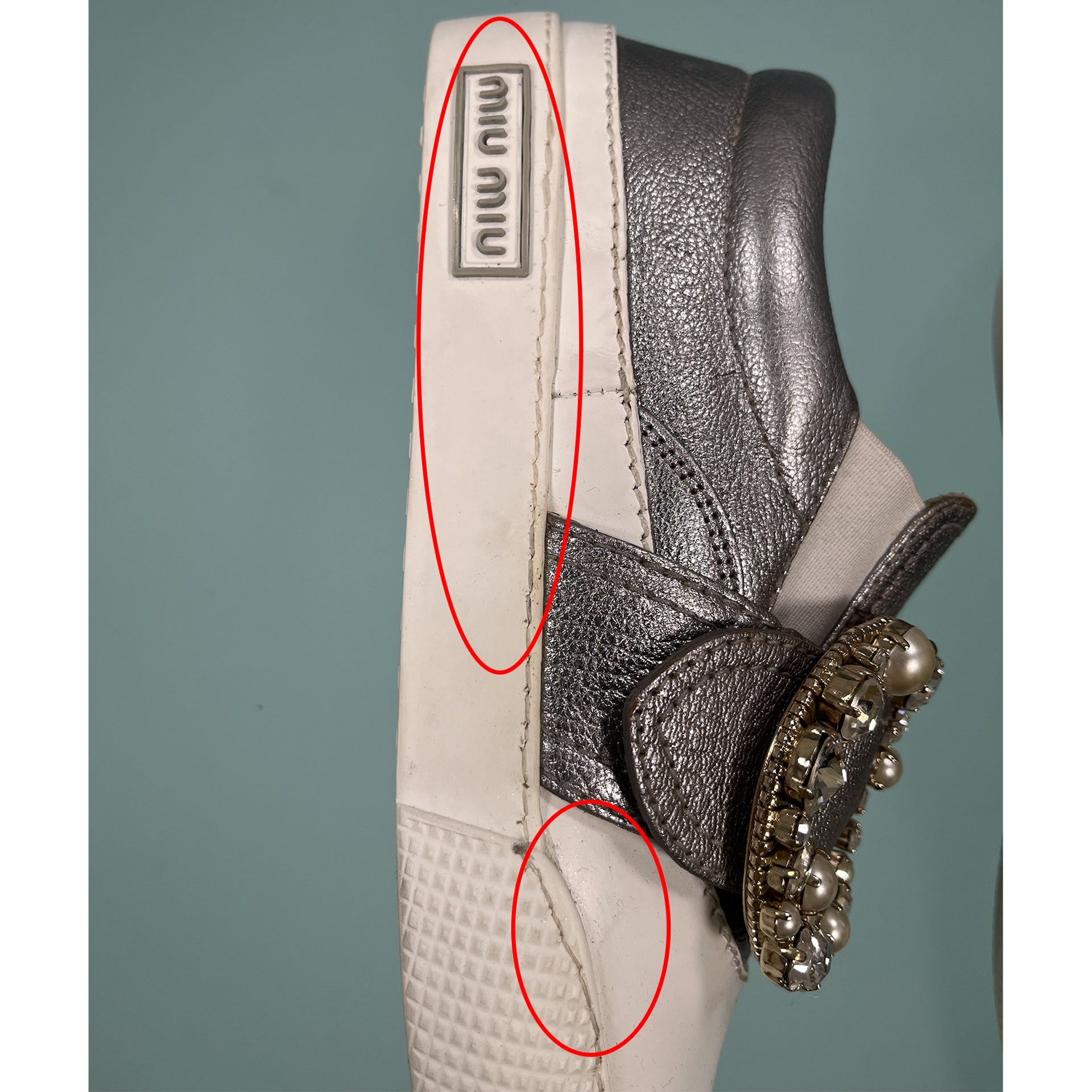 Miu Miu-Miu Miu Leather Crystal Sneakers-WOMEN SHOES-Black-Deal-Outlet-by-ARCHIVIST