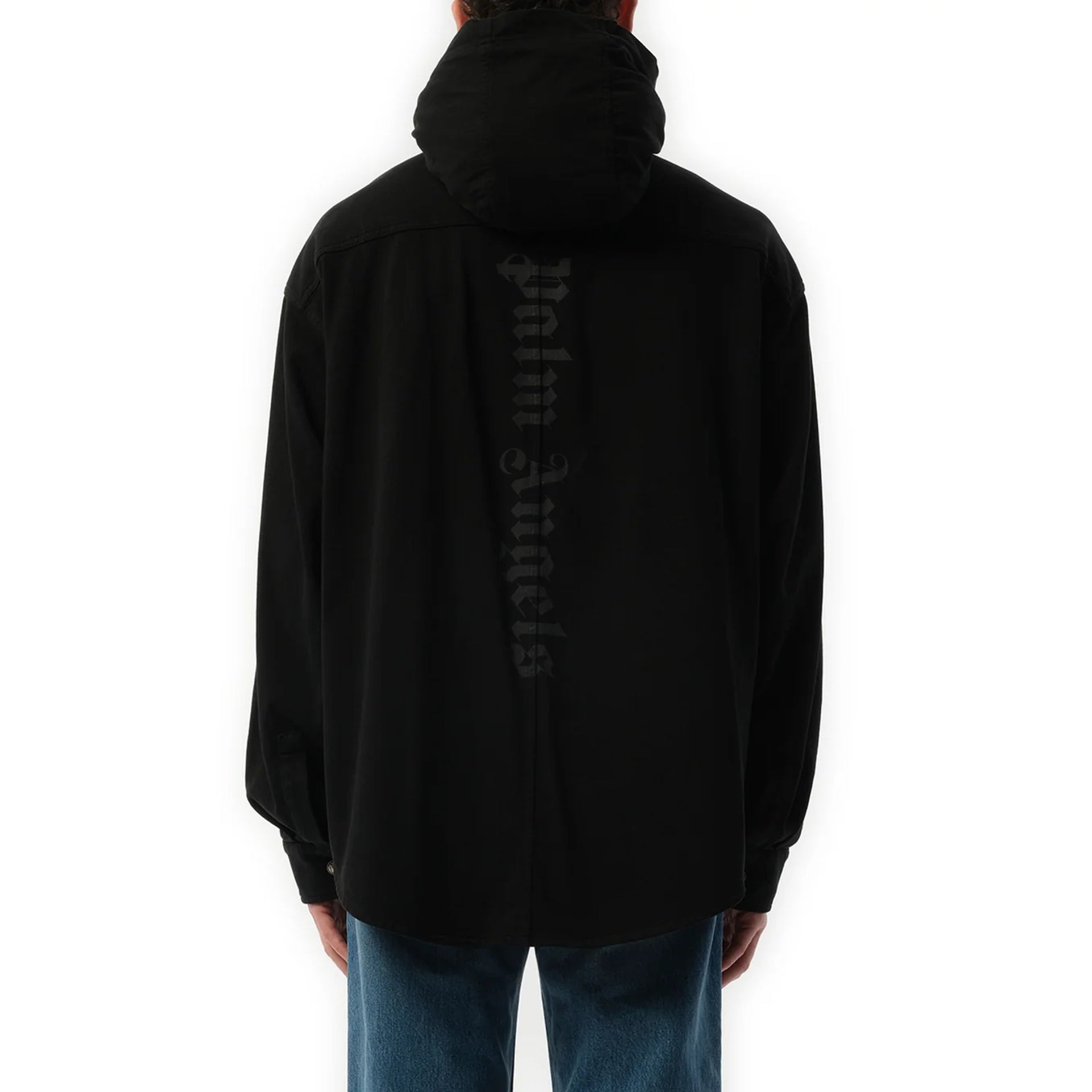 Palm Angels-Palm Angels Classic Logo Hooded Overshirt-MEN CLOTHING-Black-Deal-Outlet-by-ARCHIVIST