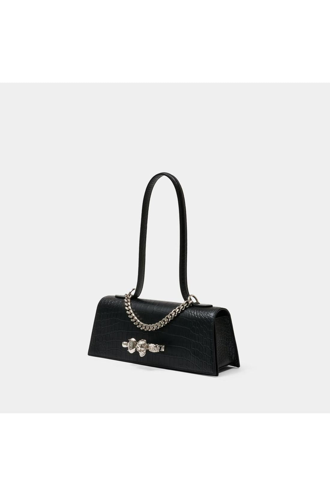 Jewelled Top Handle Schultertasche - Alexander McQueen - Leder - Schwarz