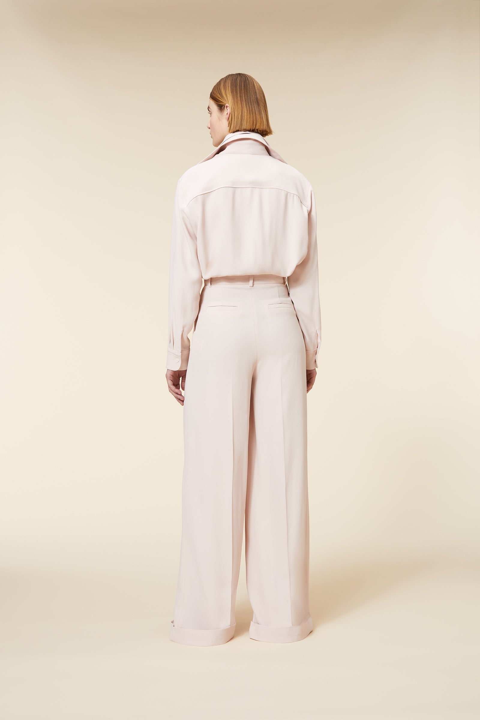 TAILORED CUFF CREPE TROUSERS
