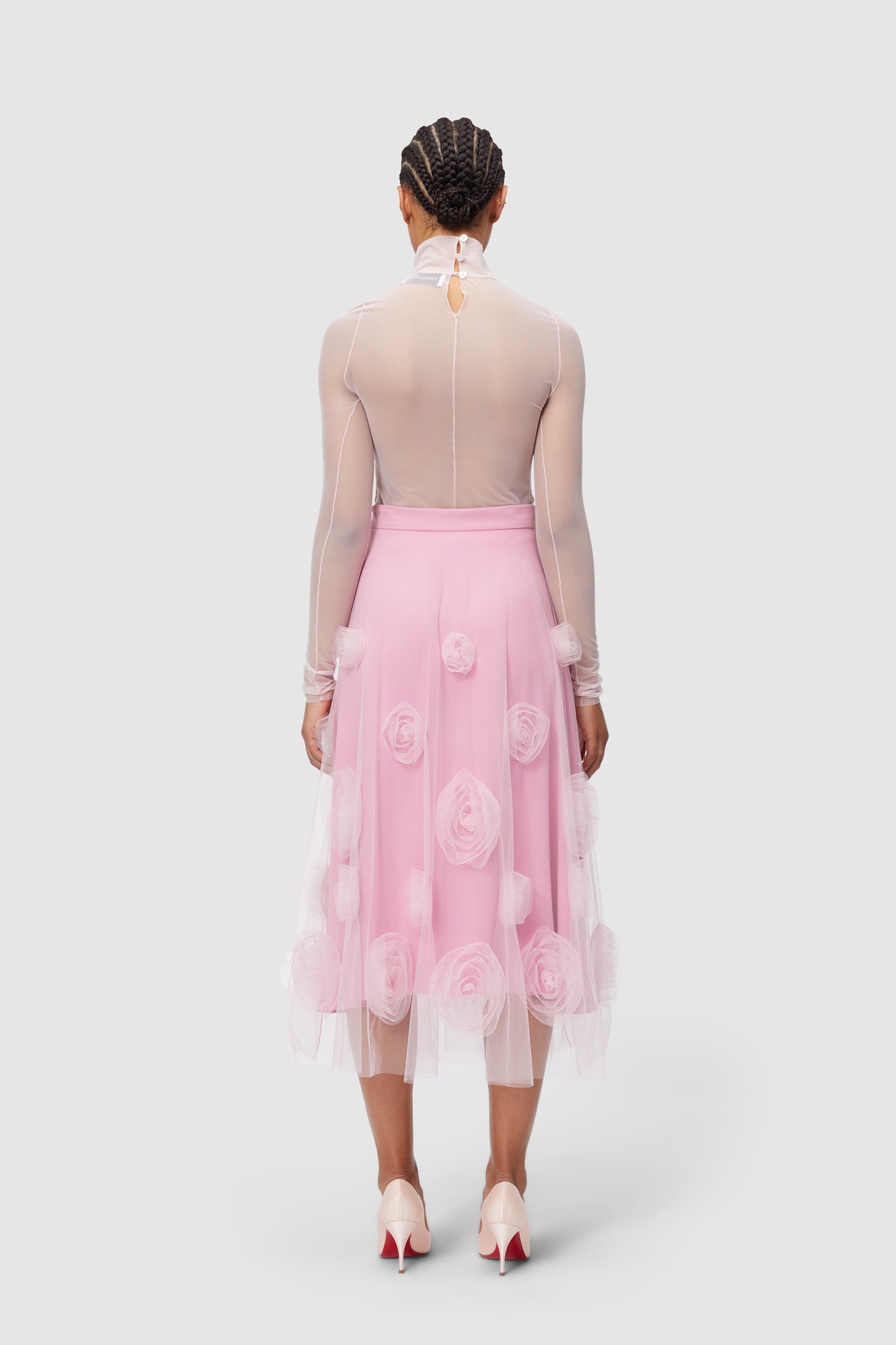 Viktor & Rolf-ROSE APPLIQUE MIDI SKIRT-Hosen-Black-Deal-Outlet-by-ARCHIVIST
