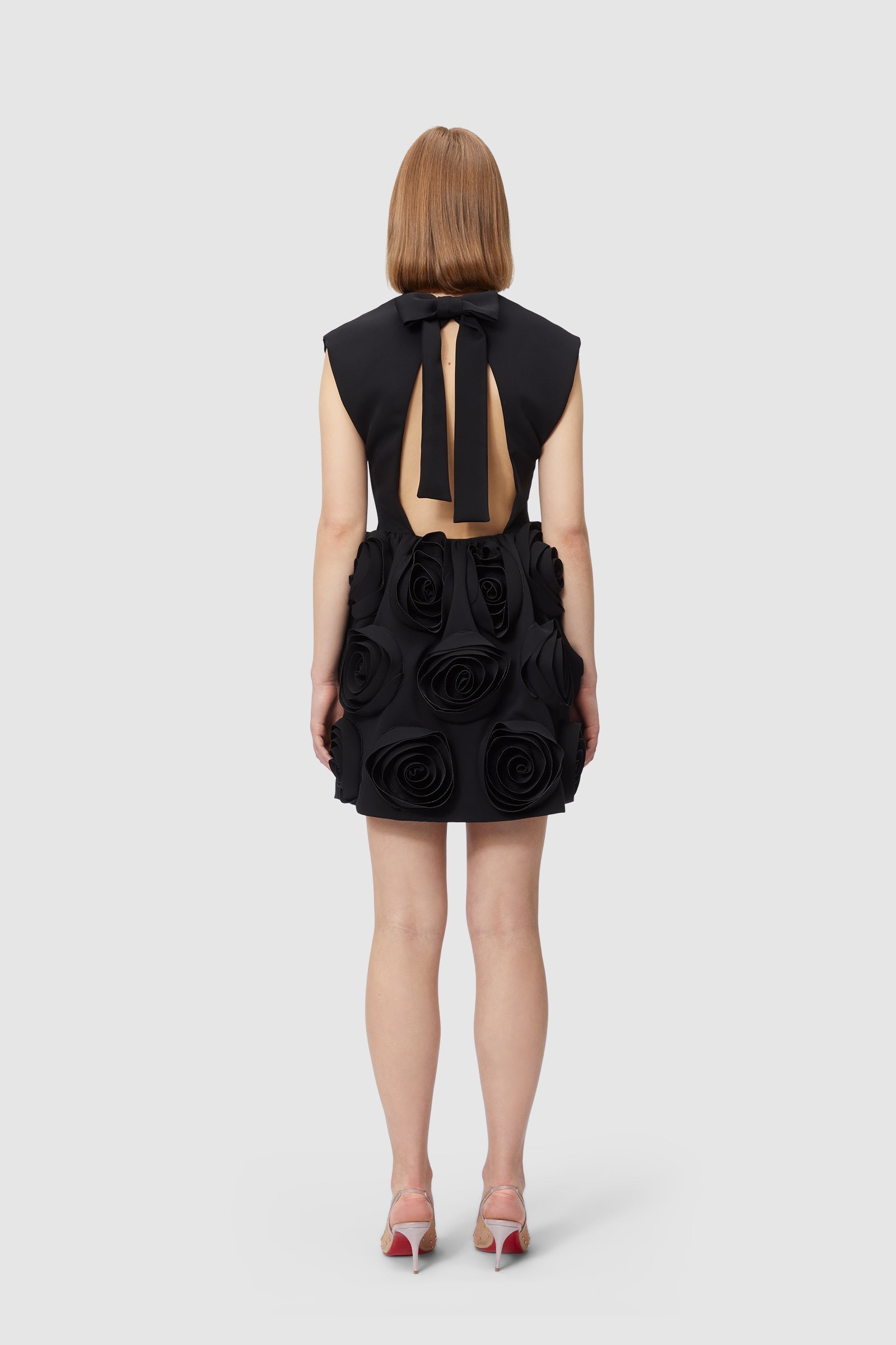 Viktor & Rolf-ROSE APPLIQUE BLACK MINI DRESS-Kleider & Röcke-Black-Deal-Outlet-by-ARCHIVIST