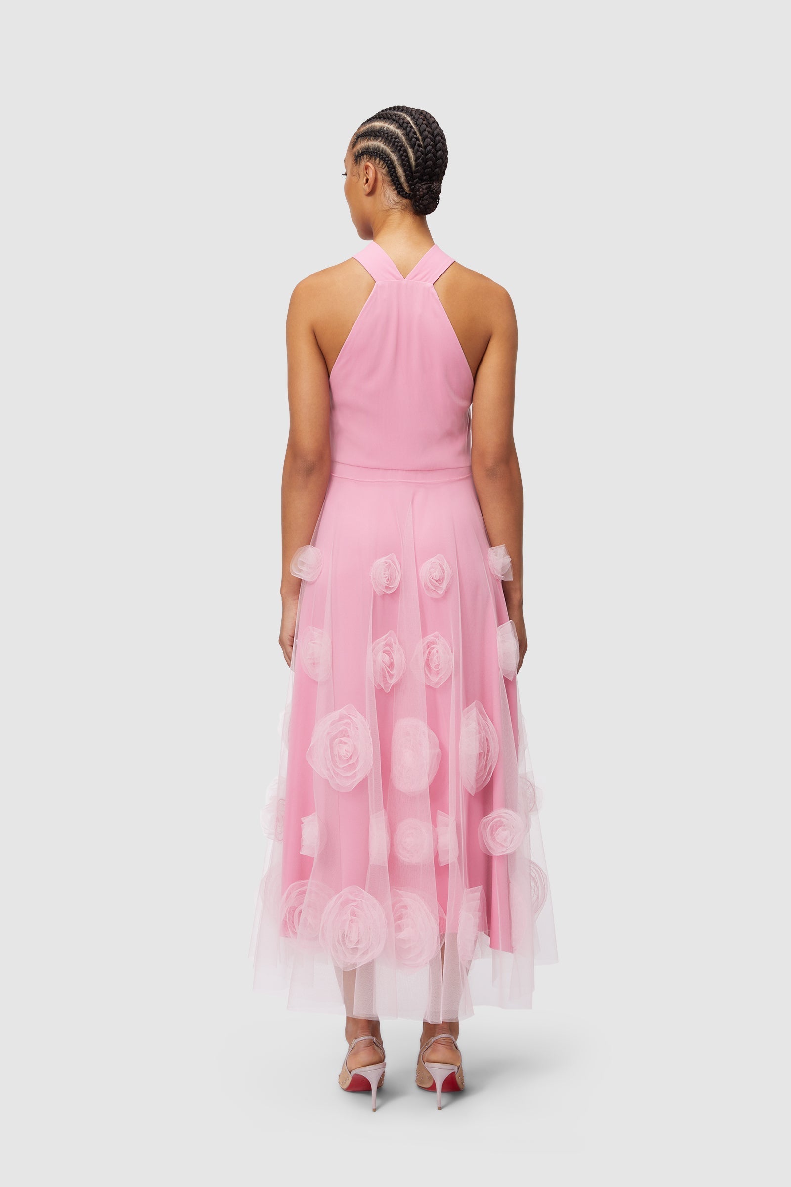 Viktor & Rolf-ROSE APPLIQUE MAXI DRESS-Kleider & Röcke-Black-Deal-Outlet-by-ARCHIVIST
