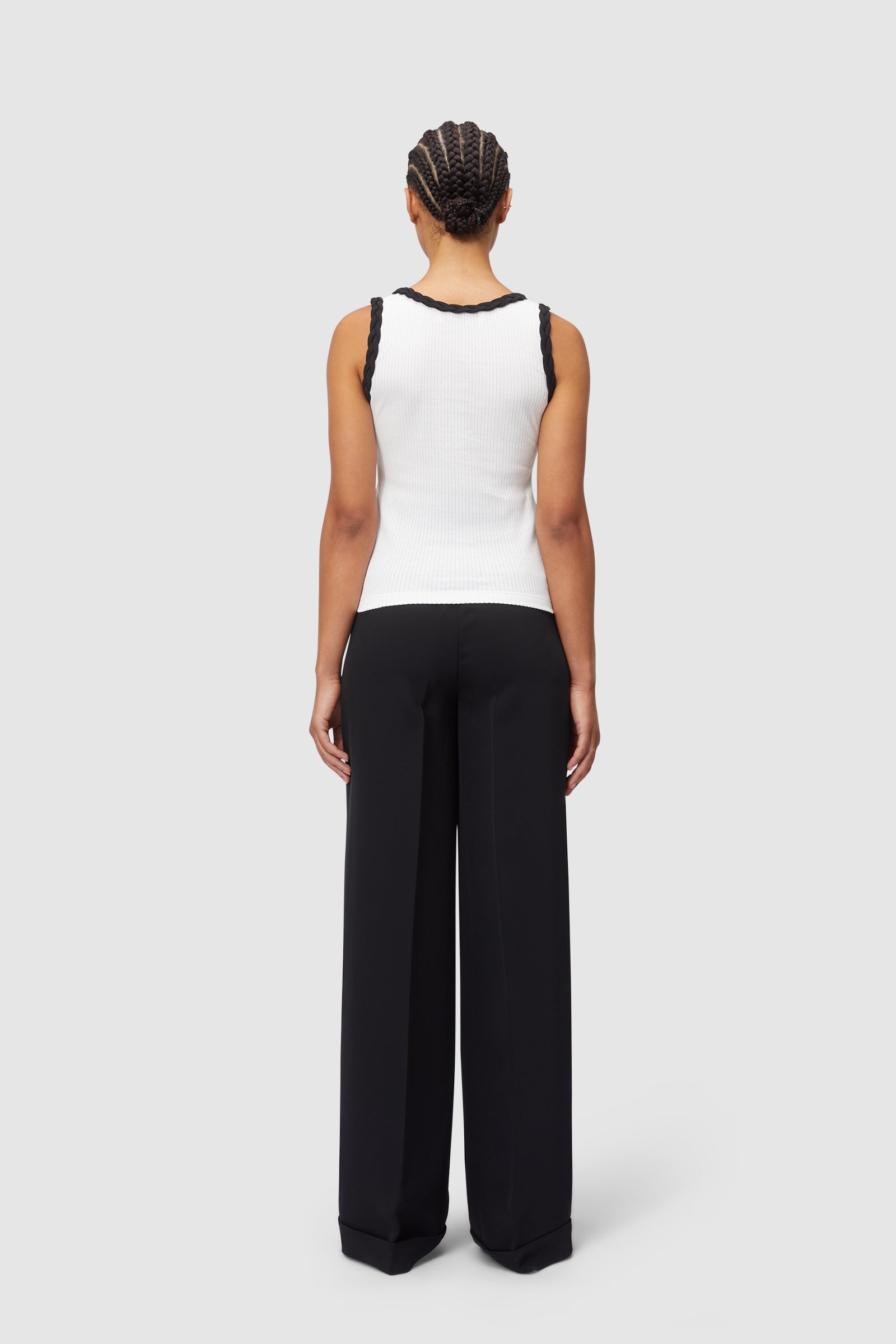 Viktor & Rolf-BRAID DETAIL TANK TOP-Shirts-Black-Deal-Outlet-by-ARCHIVIST