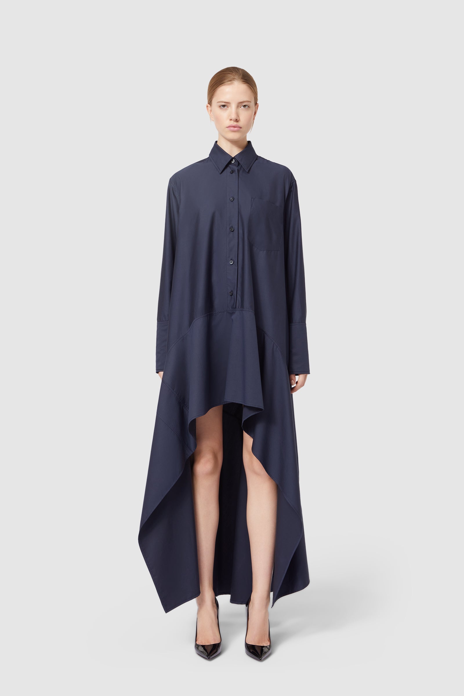 Viktor & Rolf-ASYMMETRICAL VOLANT SHIRT DRESS-Kleider & Röcke-Black-Deal-Outlet-by-ARCHIVIST
