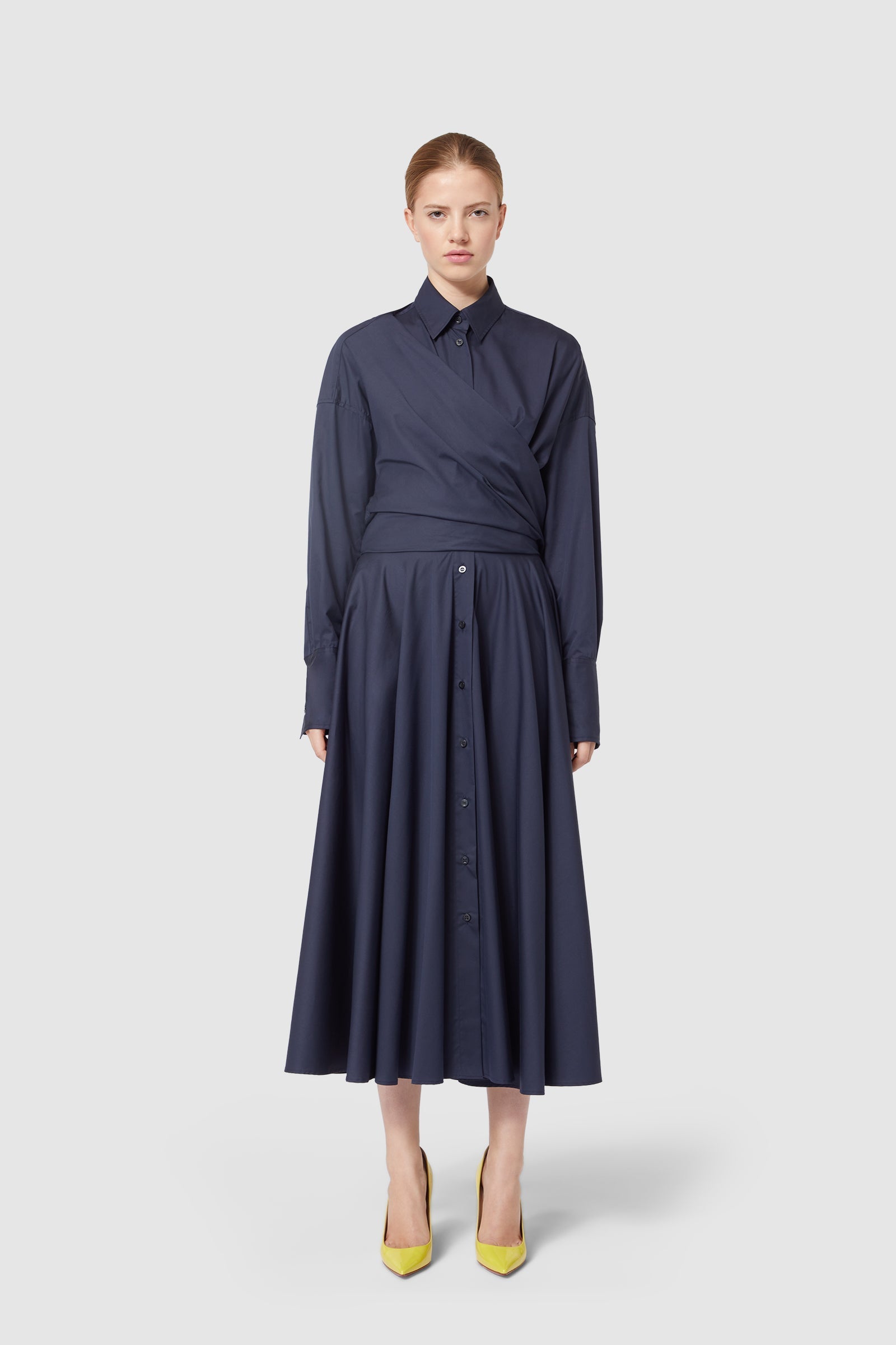 Viktor & Rolf-FIT AND FLARE SHIRT WRAP DRESS-Kleider & Röcke-Black-Deal-Outlet-by-ARCHIVIST