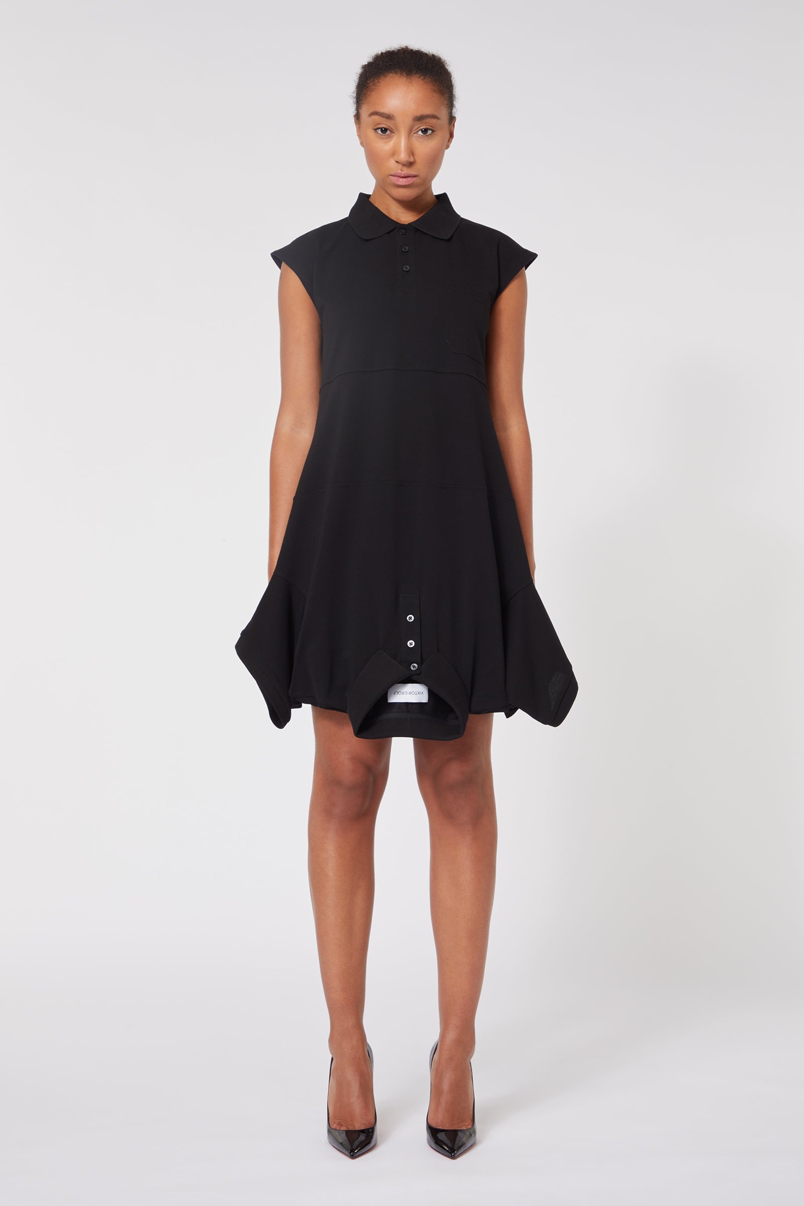 Viktor & Rolf-UPSIDE DOWN POLO SHIRT DRESS-Kleider & Röcke-Black-Deal-Outlet-by-ARCHIVIST