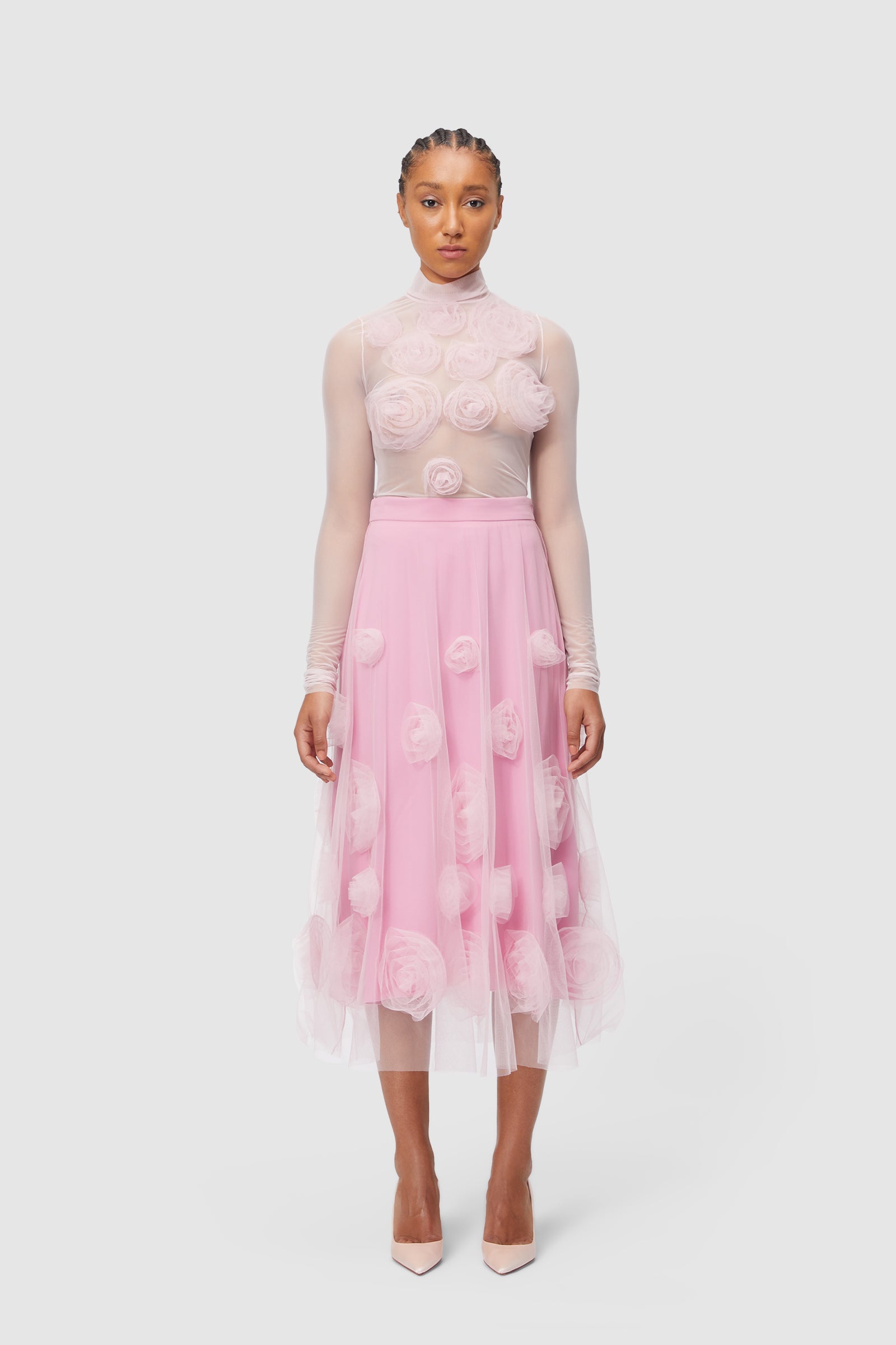 Viktor & Rolf-ROSE APPLIQUE MIDI SKIRT-Hosen-Black-Deal-Outlet-by-ARCHIVIST