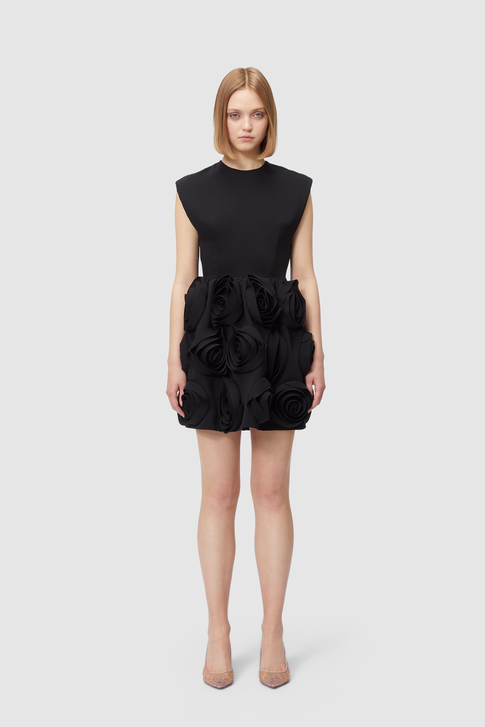 Viktor & Rolf-ROSE APPLIQUE BLACK MINI DRESS-Kleider & Röcke-Black-Deal-Outlet-by-ARCHIVIST