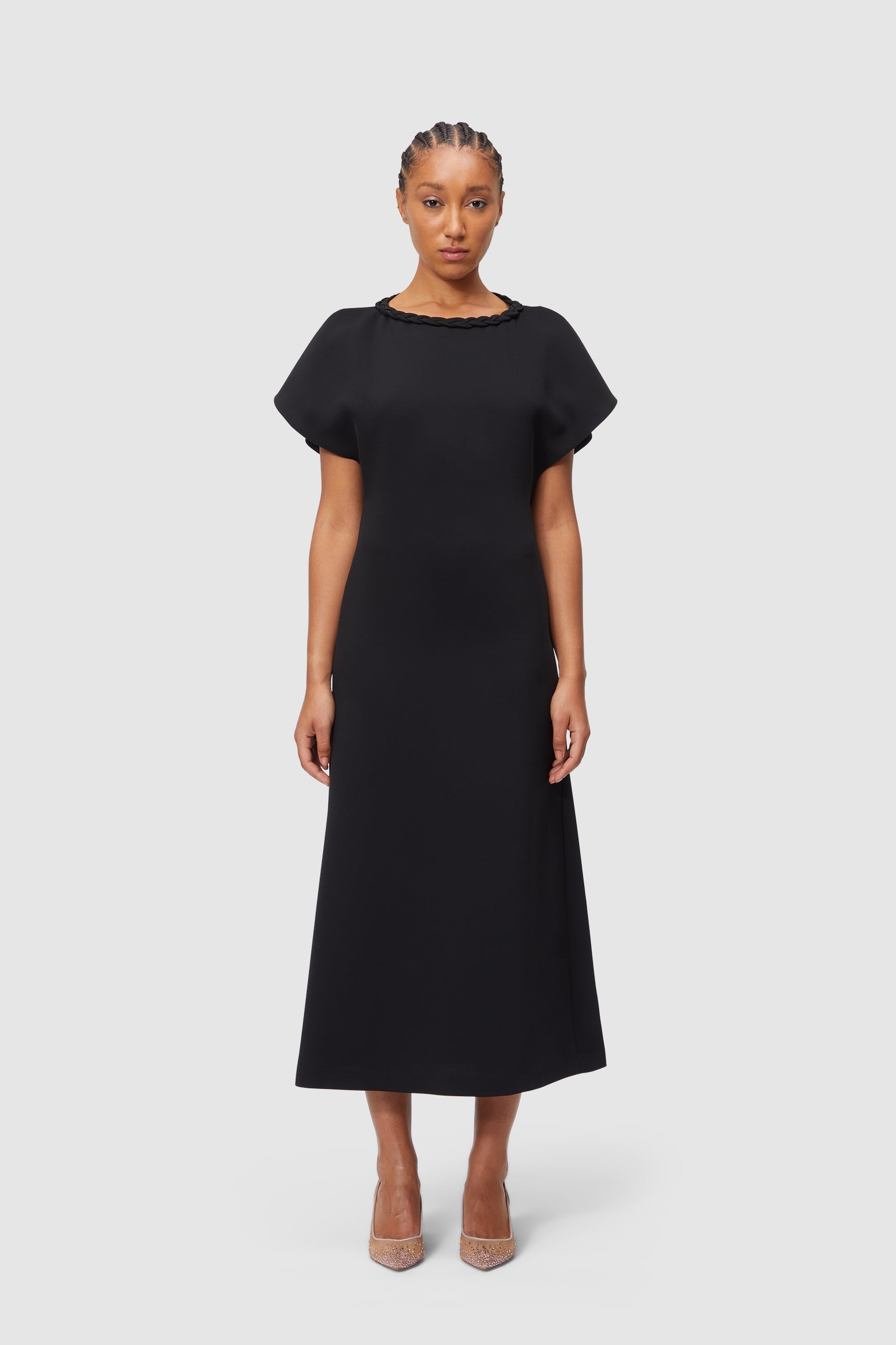 Viktor & Rolf-BRAID DETAIL MIDI DRESS-Kleider & Röcke-Black-Deal-Outlet-by-ARCHIVIST