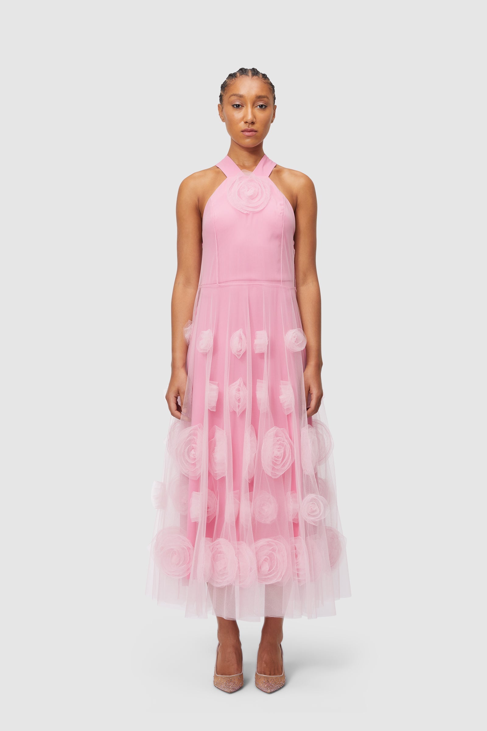 Viktor & Rolf-ROSE APPLIQUE MAXI DRESS-Kleider & Röcke-Black-Deal-Outlet-by-ARCHIVIST