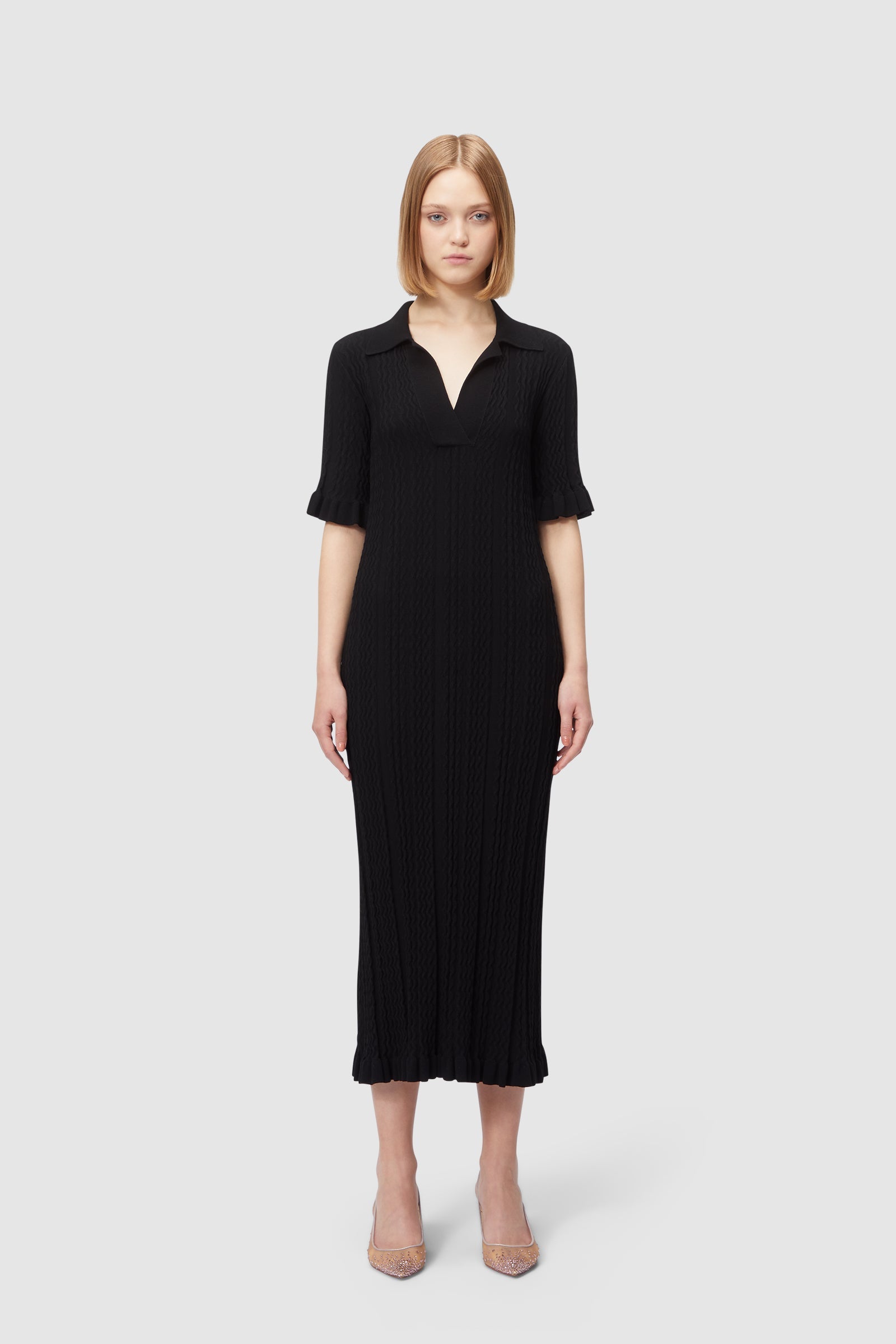 Viktor & Rolf-KNITTED POLO DRESS-Kleider & Röcke-Black-Deal-Outlet-by-ARCHIVIST