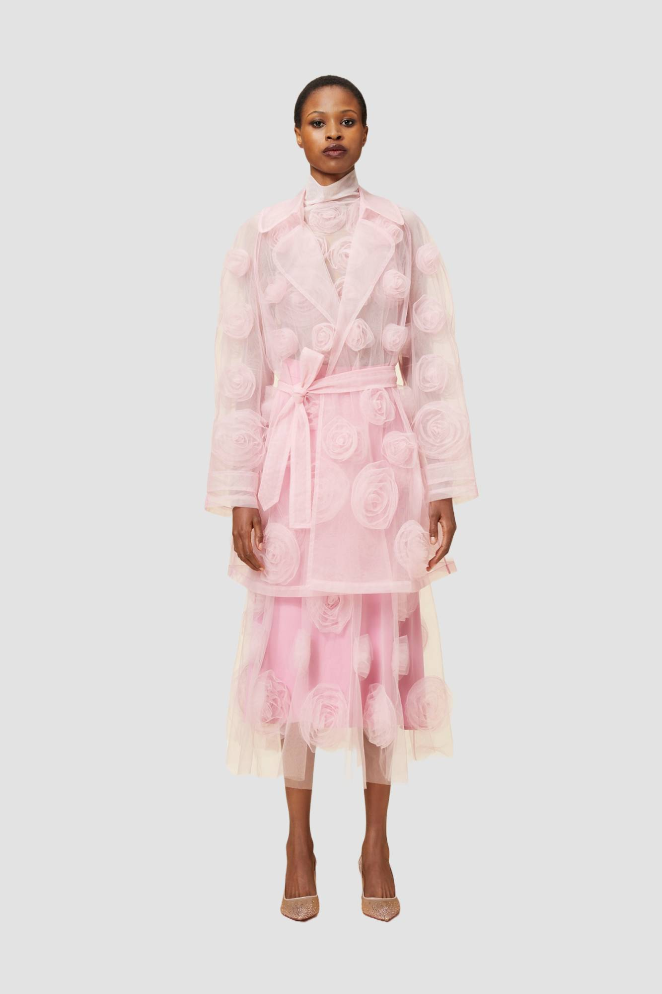 Viktor & Rolf-ROSE APPLIQUE TRENCH COAT-Jacken & Mäntel-Black-Deal-Outlet-by-ARCHIVIST
