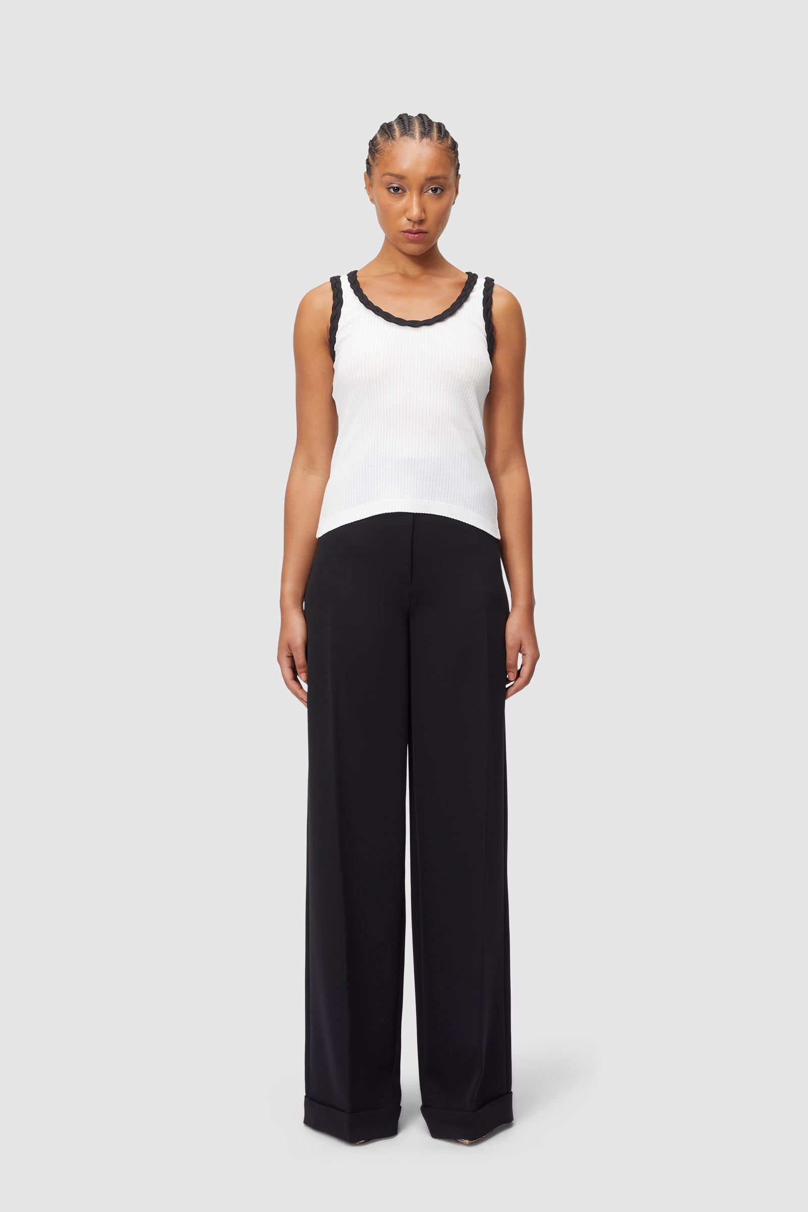 Viktor & Rolf-BRAID DETAIL TANK TOP-Shirts-Black-Deal-Outlet-by-ARCHIVIST