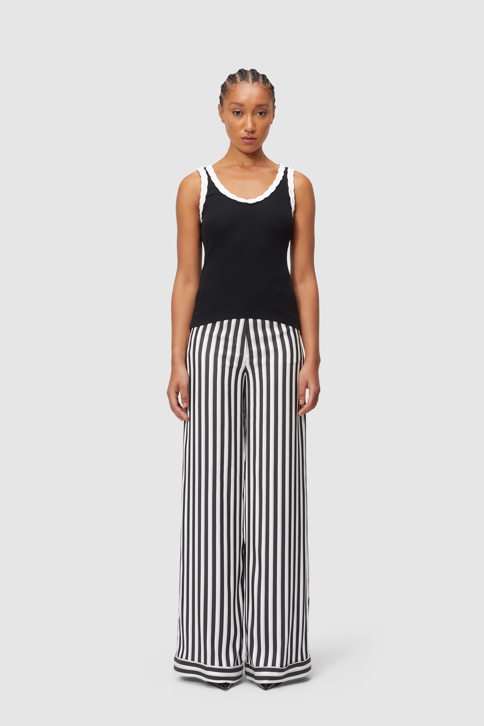 Viktor & Rolf-BRAID DETAIL TANK TOP-Shirts-Black-Deal-Outlet-by-ARCHIVIST