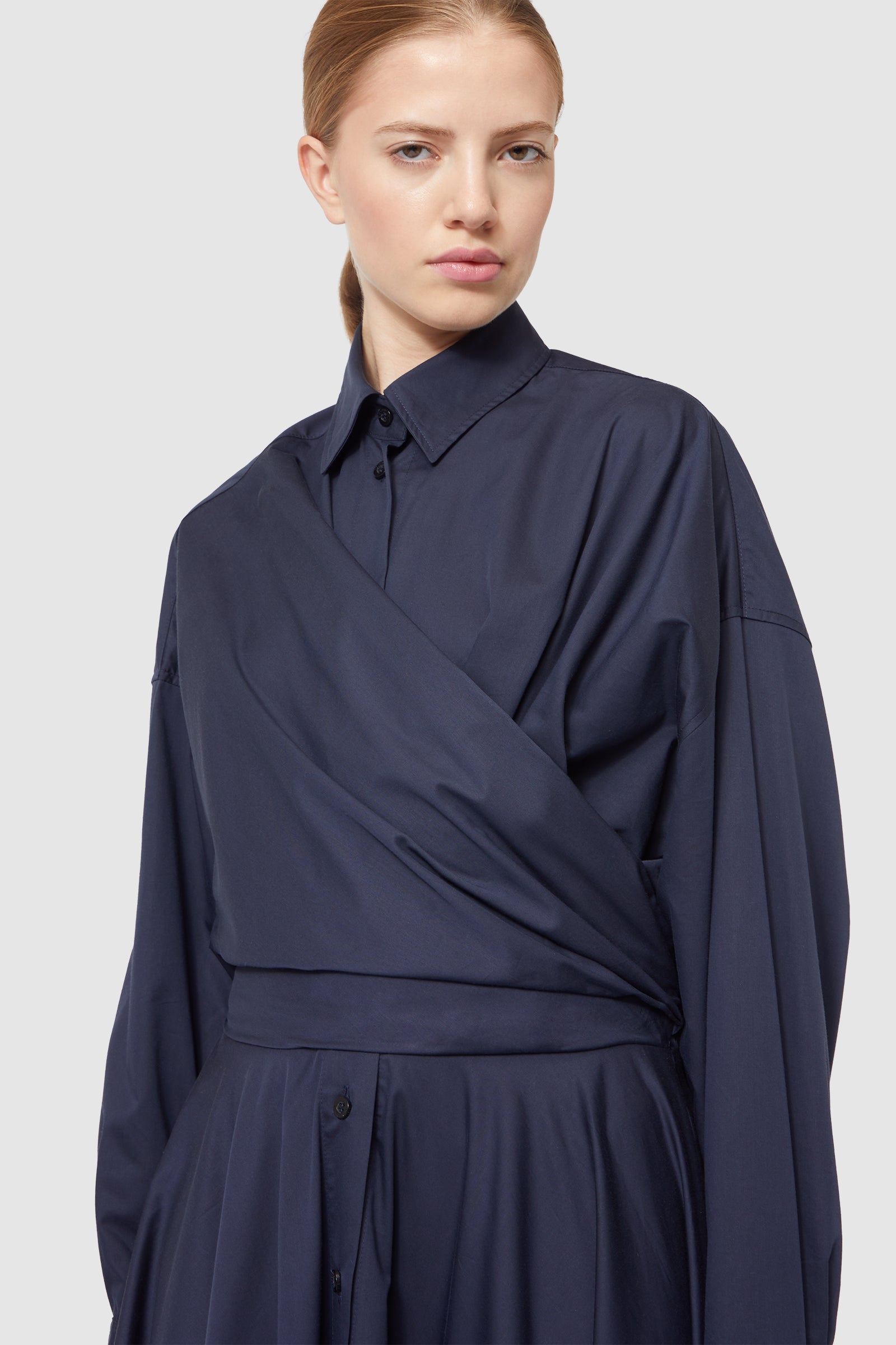 Viktor & Rolf-FIT AND FLARE SHIRT WRAP DRESS-Kleider & Röcke-Black-Deal-Outlet-by-ARCHIVIST