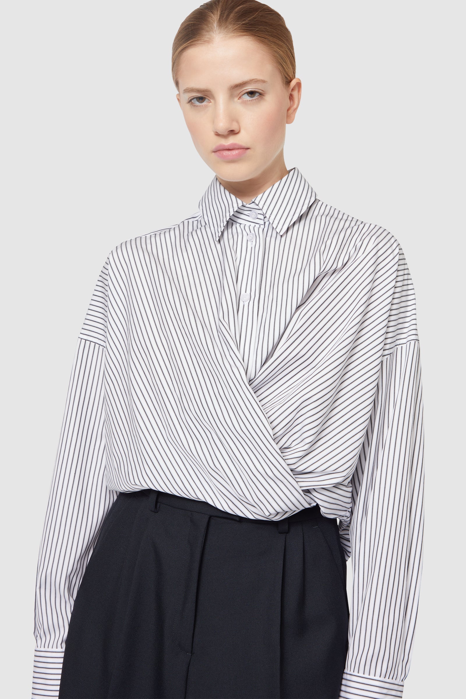 Viktor & Rolf-OVERSIZED WRAP SHIRT-Shirts-Black-Deal-Outlet-by-ARCHIVIST
