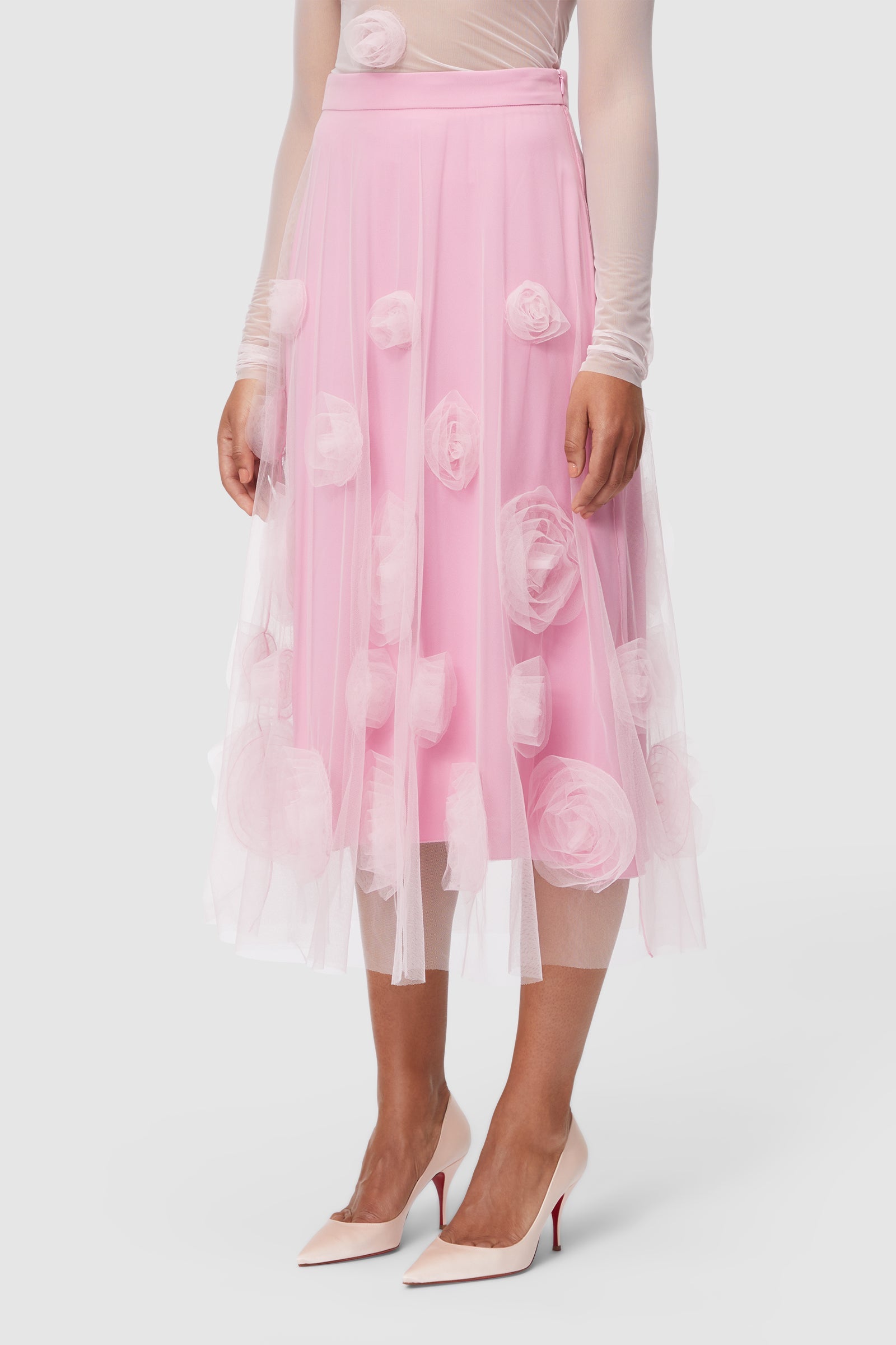 Viktor & Rolf-ROSE APPLIQUE MIDI SKIRT-Hosen-Black-Deal-Outlet-by-ARCHIVIST