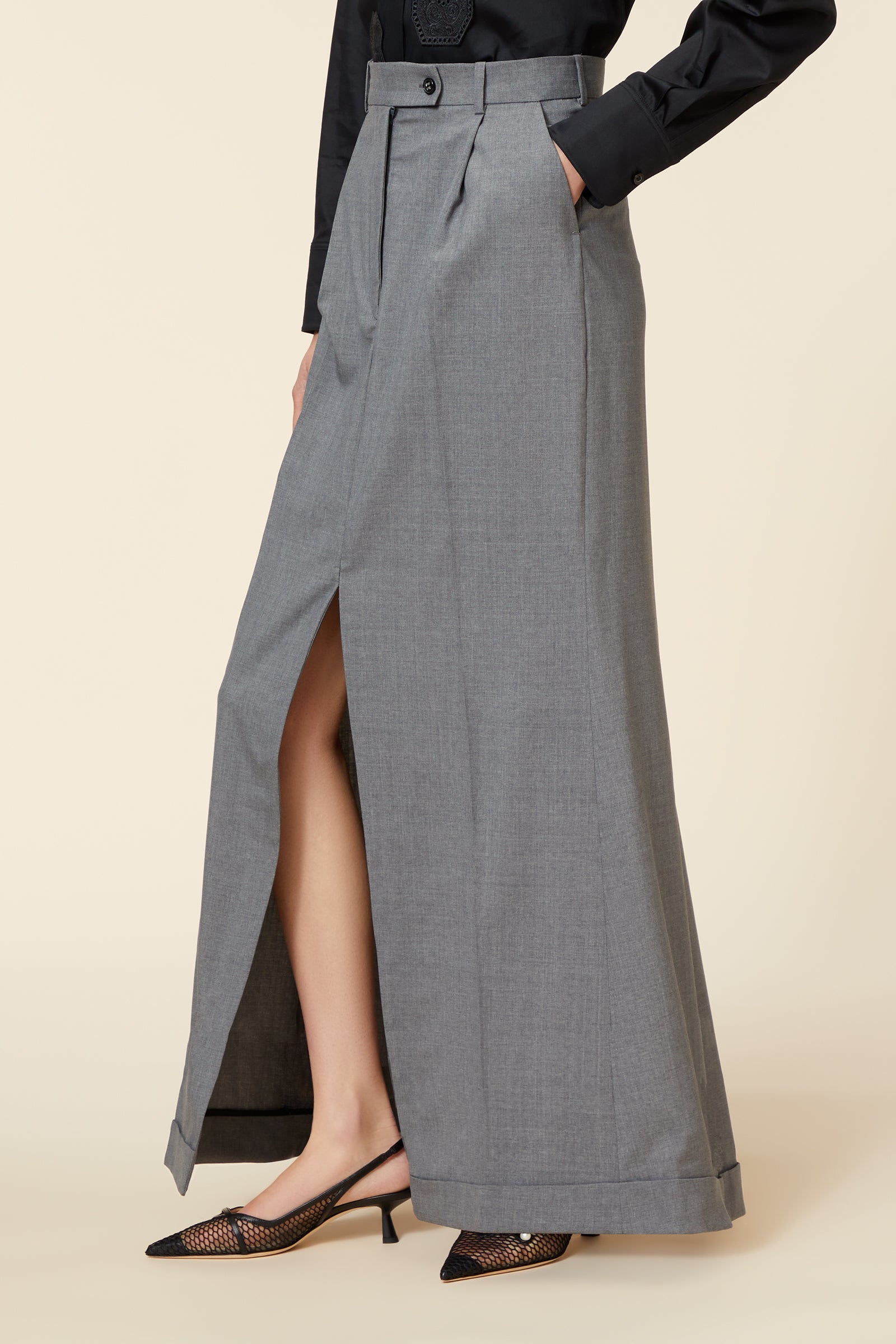Viktor & Rolf-MAXI TAILORED SKIRT-Hosen-Black-Deal-Outlet-by-ARCHIVIST
