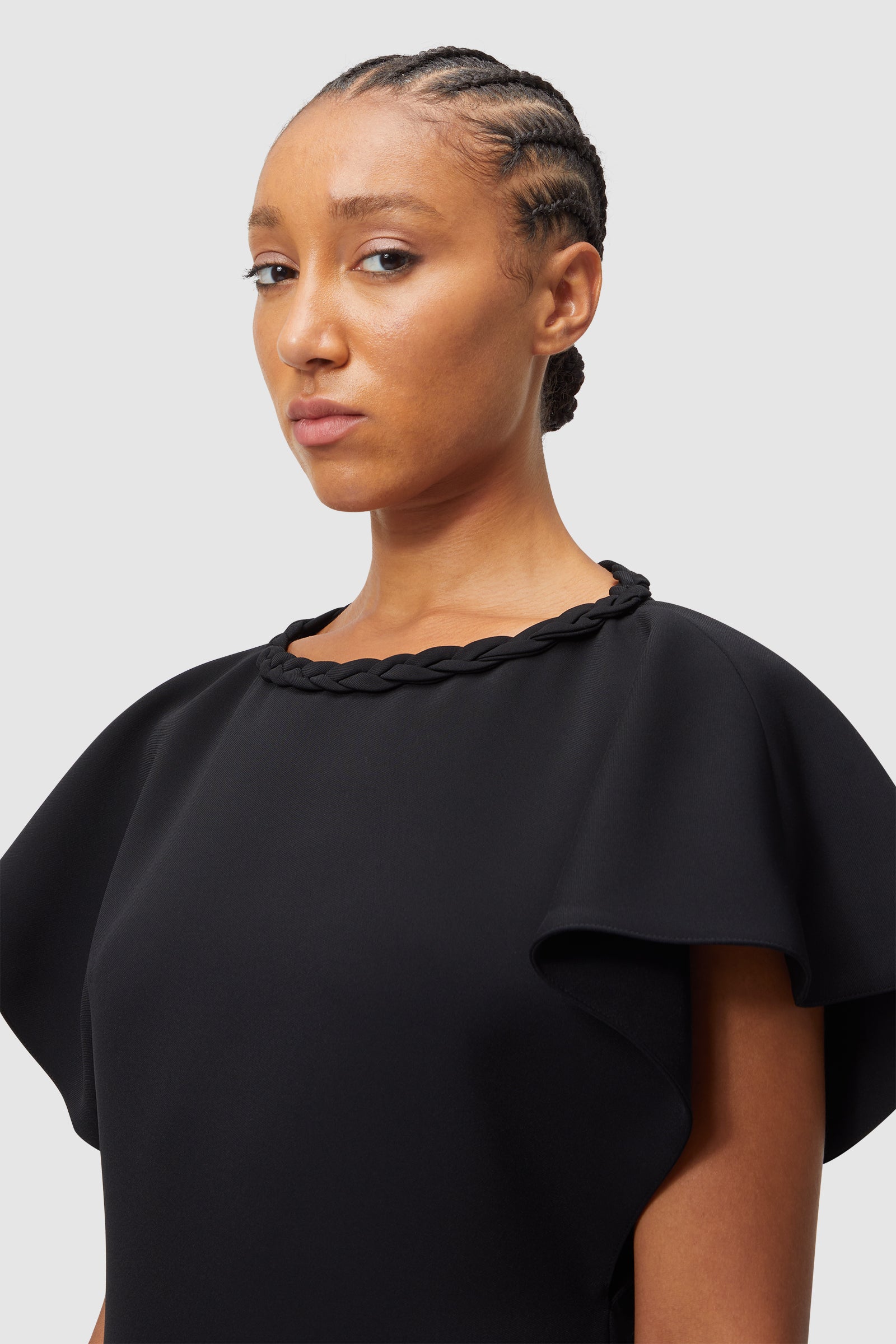 Viktor & Rolf-BRAID DETAIL MIDI DRESS-Kleider & Röcke-Black-Deal-Outlet-by-ARCHIVIST