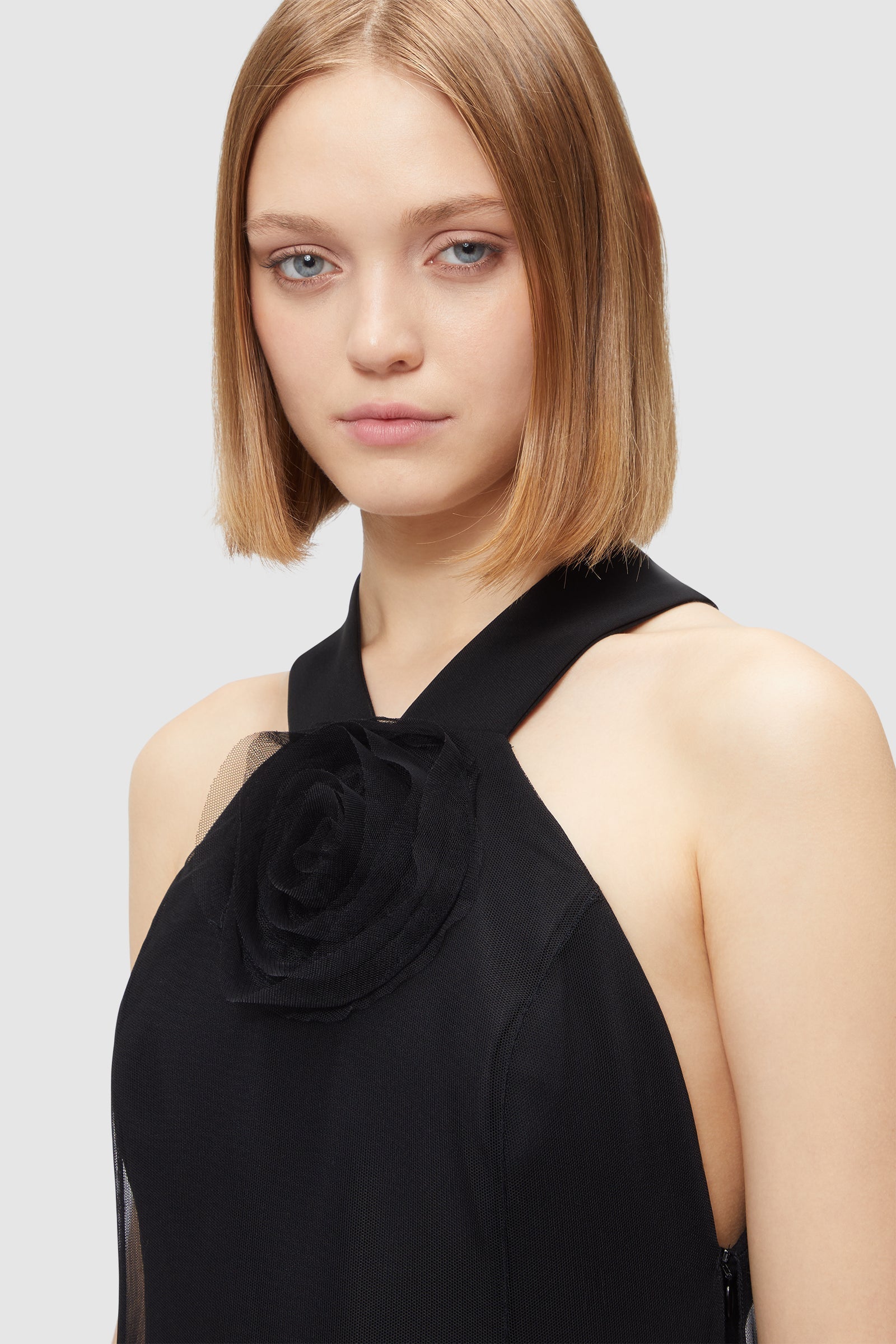 Viktor & Rolf-ROSE APPLIQUE MAXI DRESS-Kleider & Röcke-Black-Deal-Outlet-by-ARCHIVIST