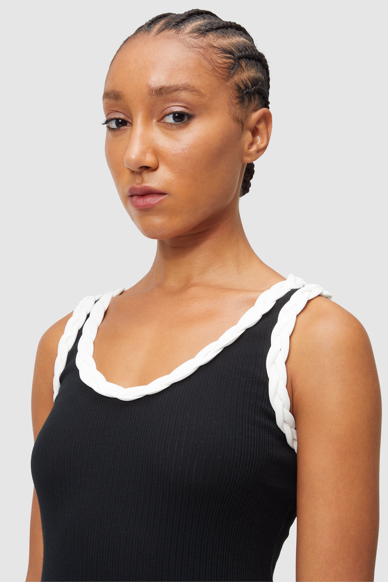 Viktor & Rolf-BRAID DETAIL TANK TOP-Shirts-Black-Deal-Outlet-by-ARCHIVIST